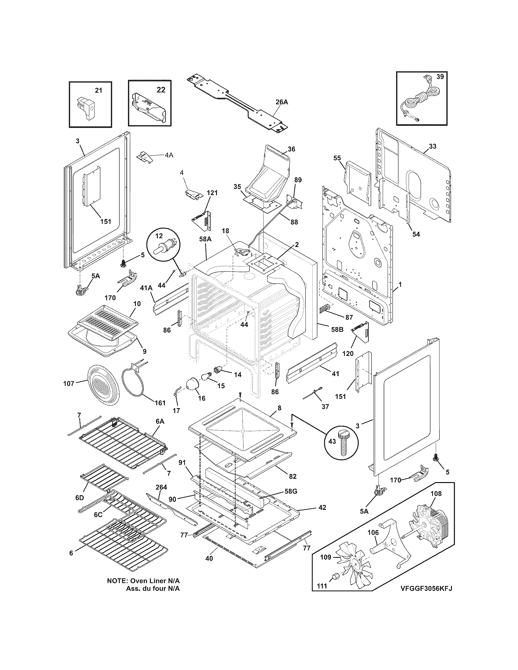 Frigidaire FGGF3056KFJ body diagram