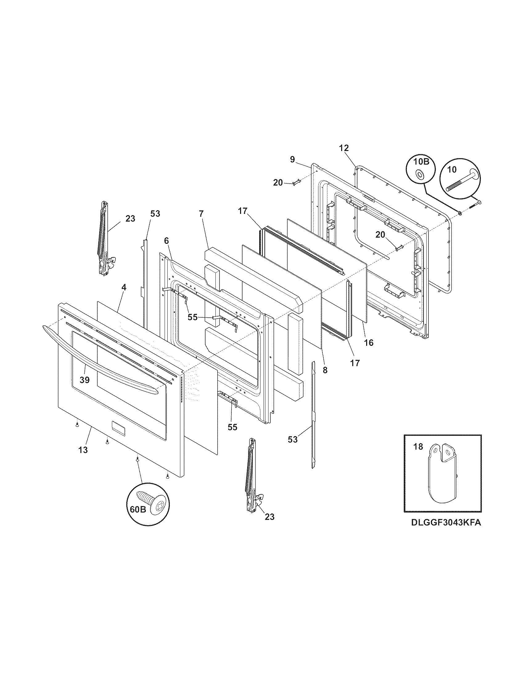 Frigidaire FGGF3056KFJ door diagram