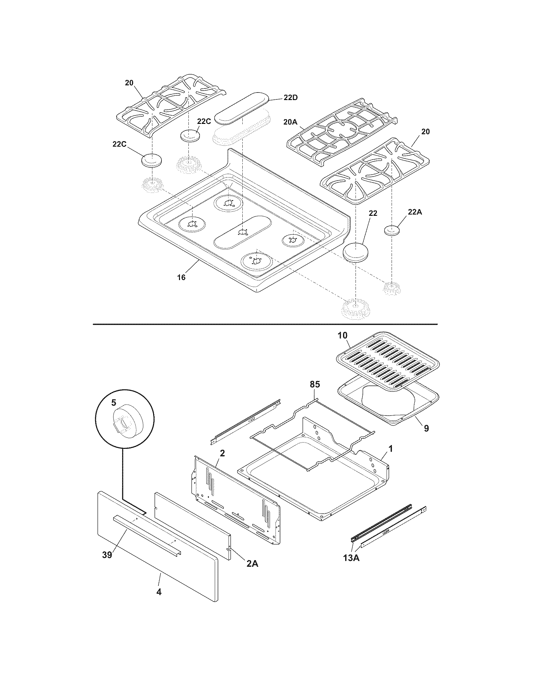 Frigidaire FGF348KSF topdrawer diagram