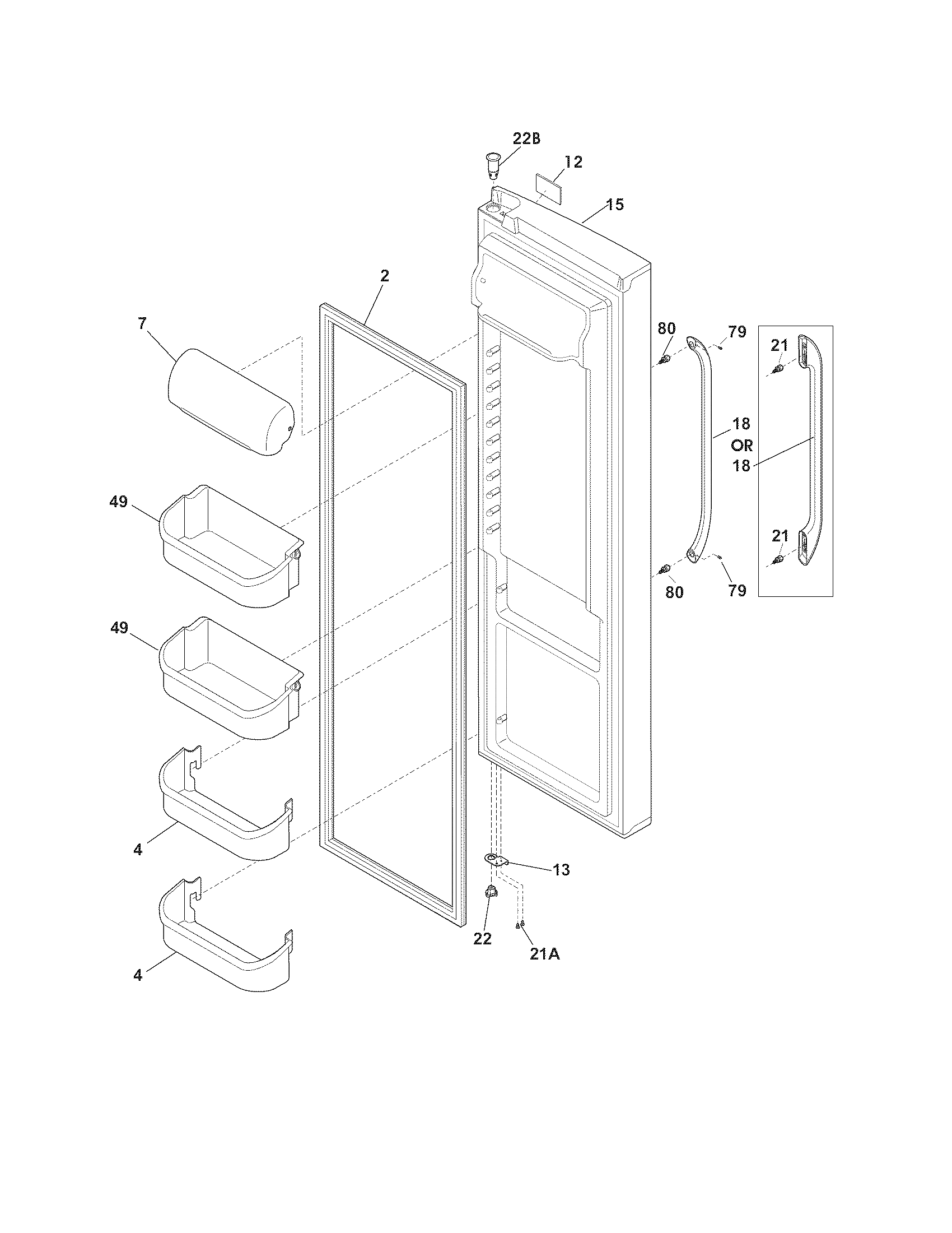 Frigidaire FFUS2613LM2 refrigerator door diagram