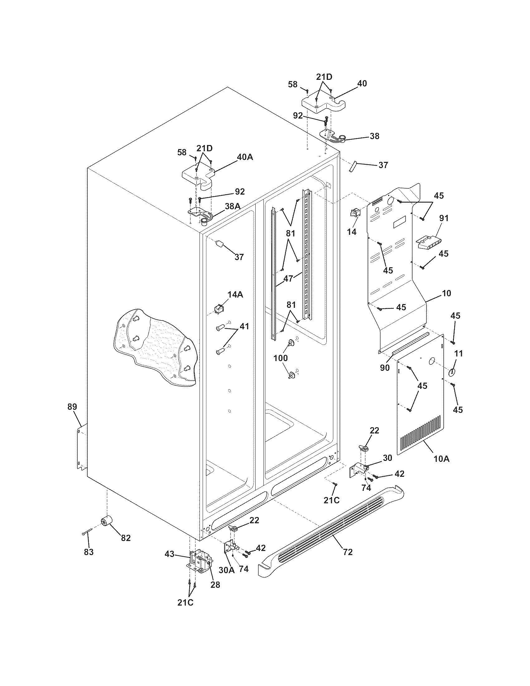 Frigidaire FFUS2613LM2 cabinet diagram