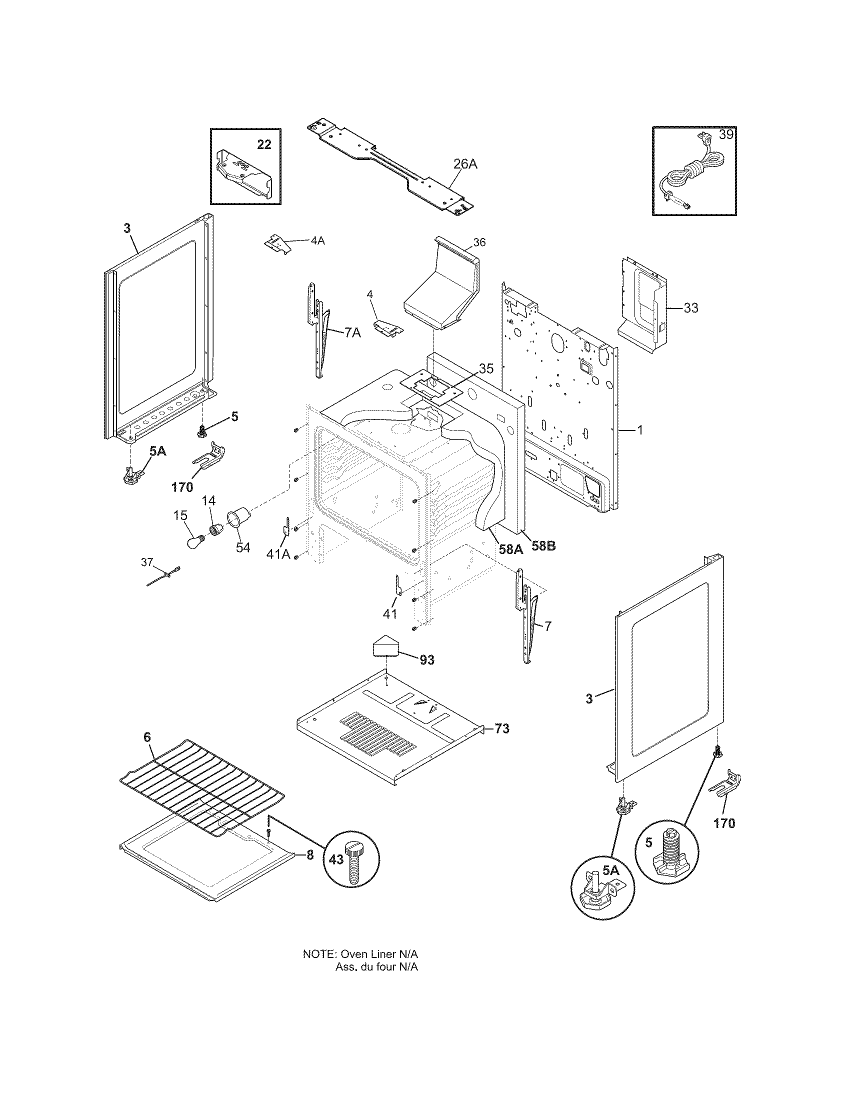 Frigidaire FFGF3015LBC body diagram