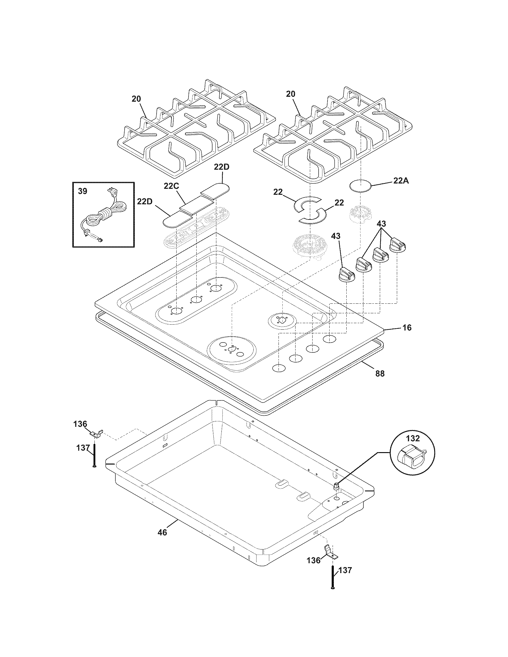 Kenmore Elite 79032323000 main top diagram