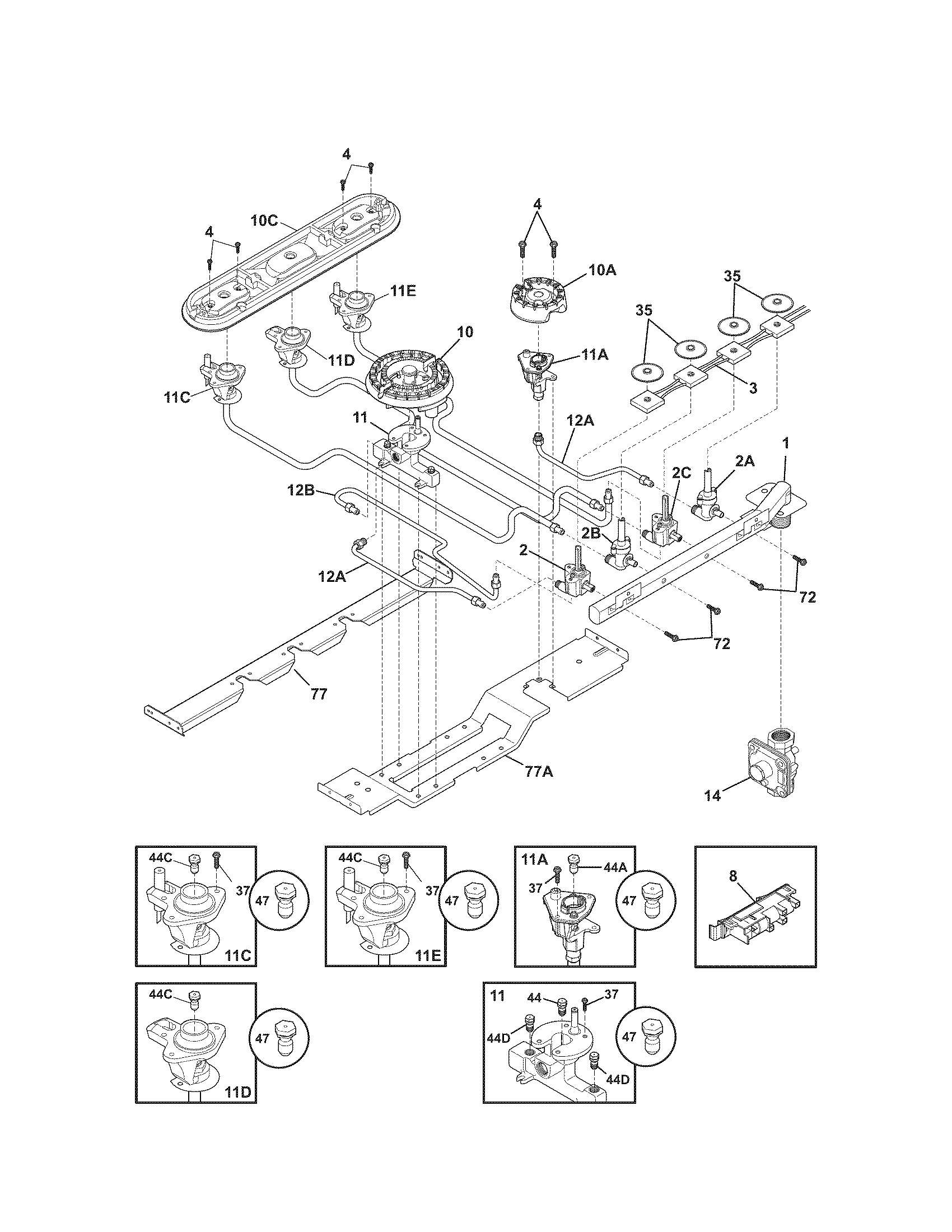 Kenmore Elite 79032323000 burner diagram