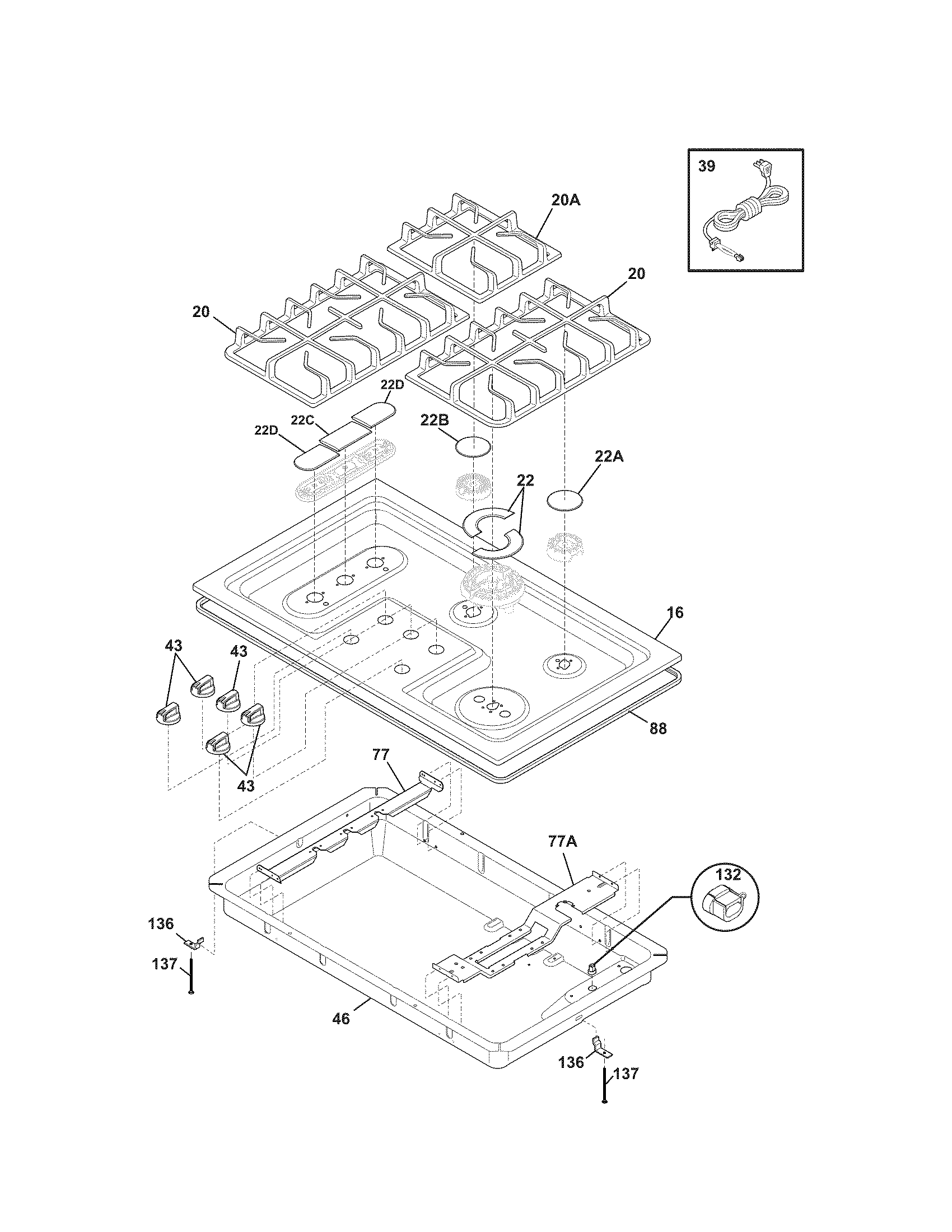 Kenmore Elite 79032339000 main top diagram