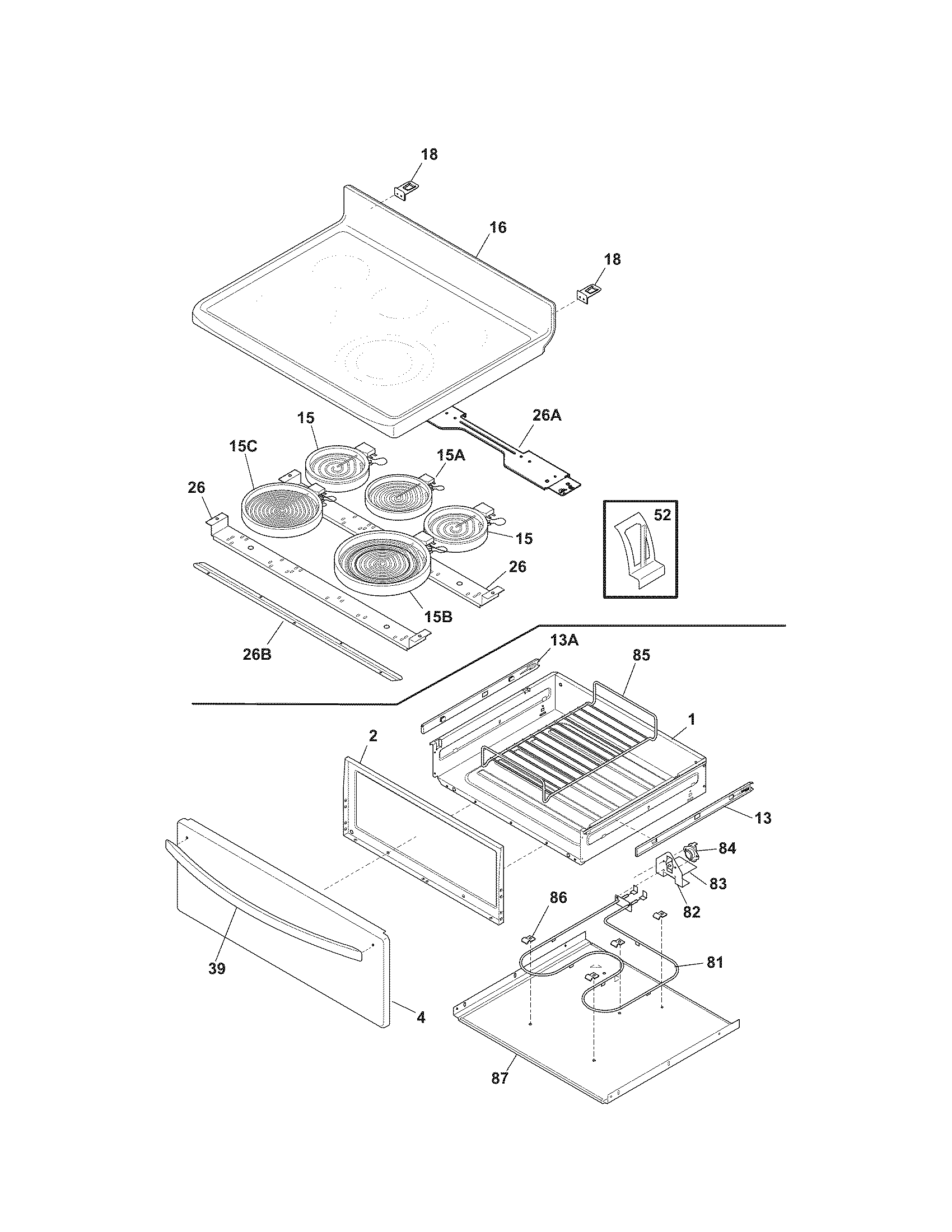 Kenmore 79092163010 top/drawer diagram