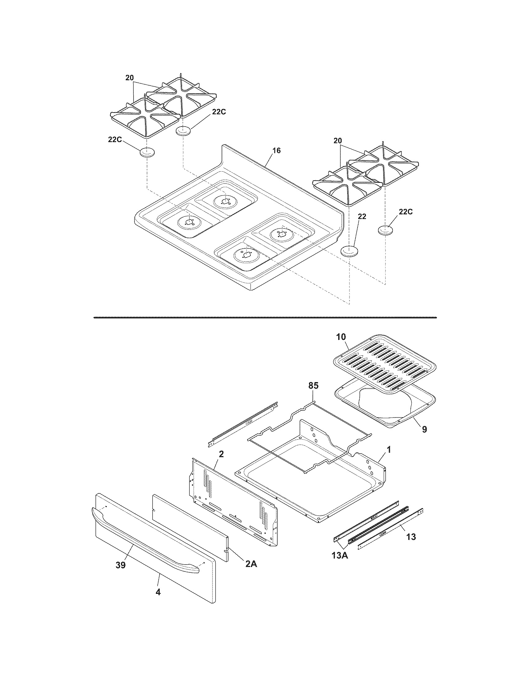 Frigidaire FFGF3015LMC topdrawer diagram