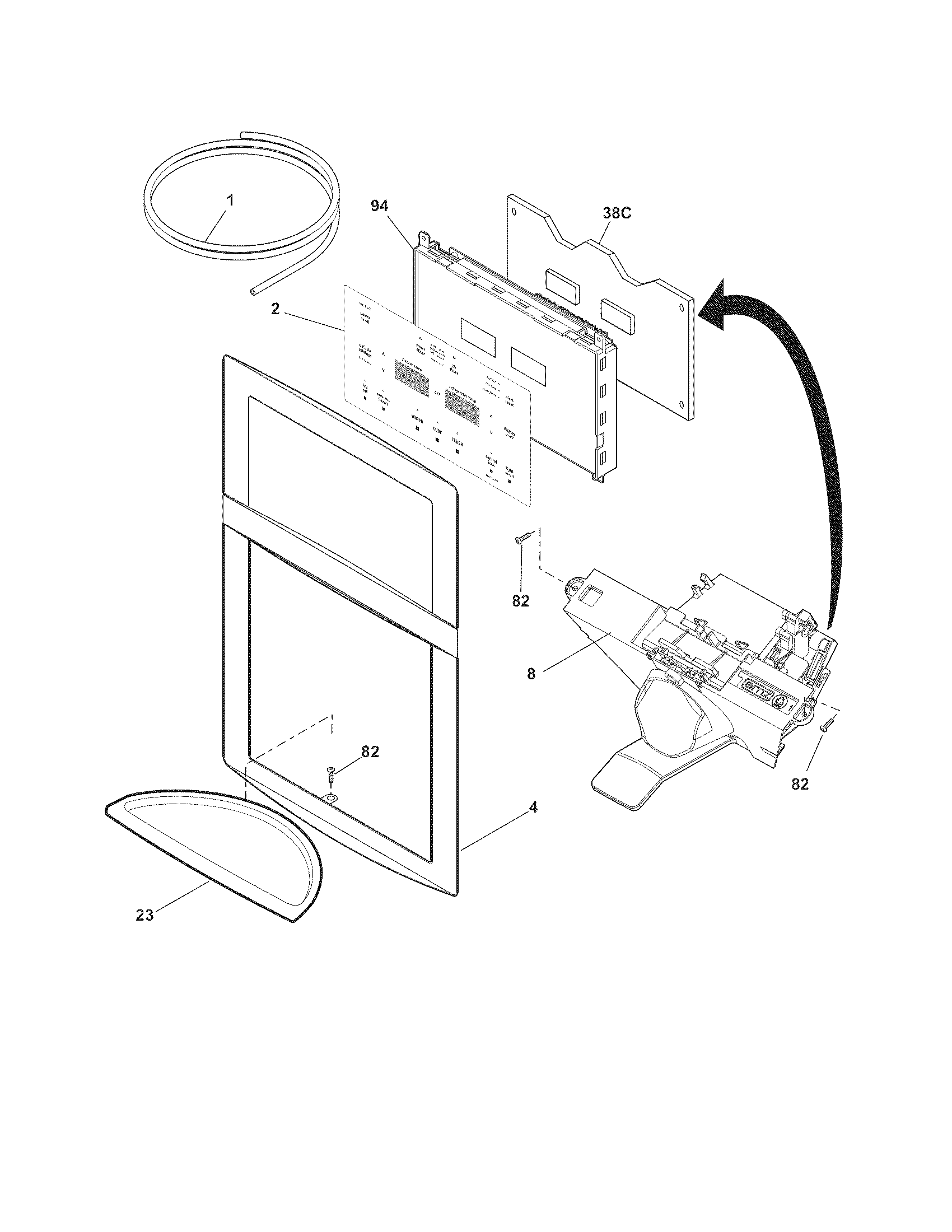 Frigidaire FGUB2642LP1 controls & ice dispenser diagram