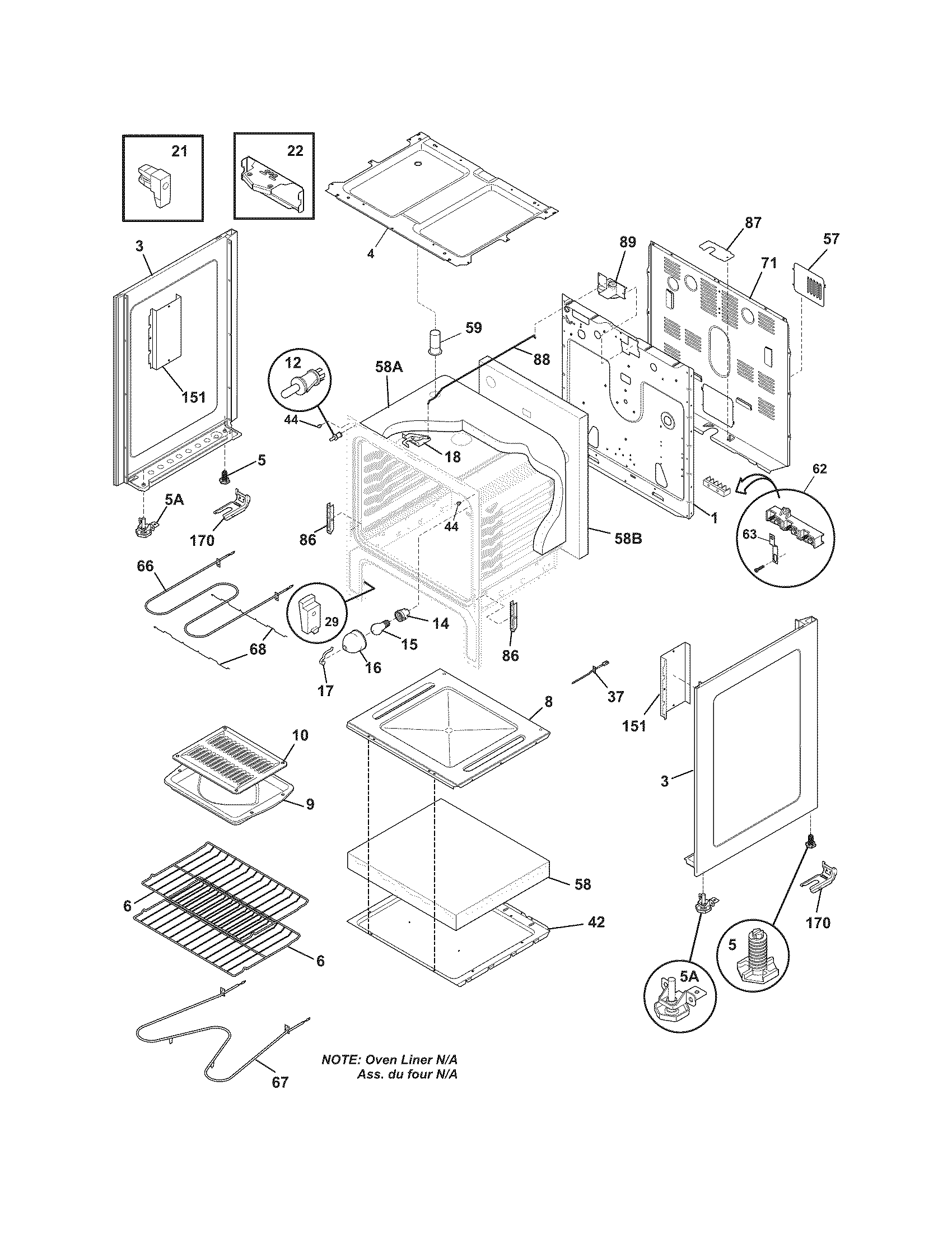 Frigidaire FFEF3015LSD body diagram