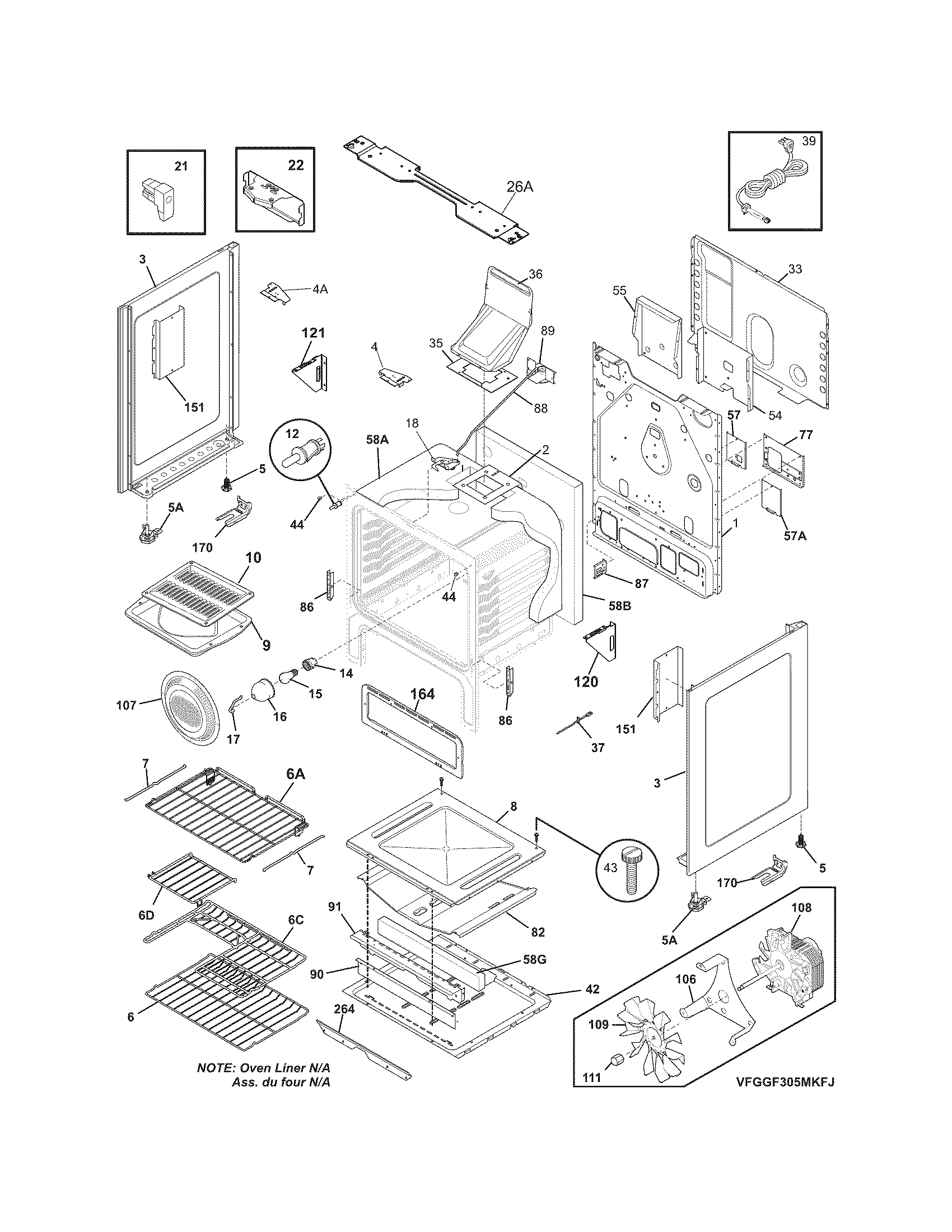 Frigidaire FGGF305MKFJ body diagram