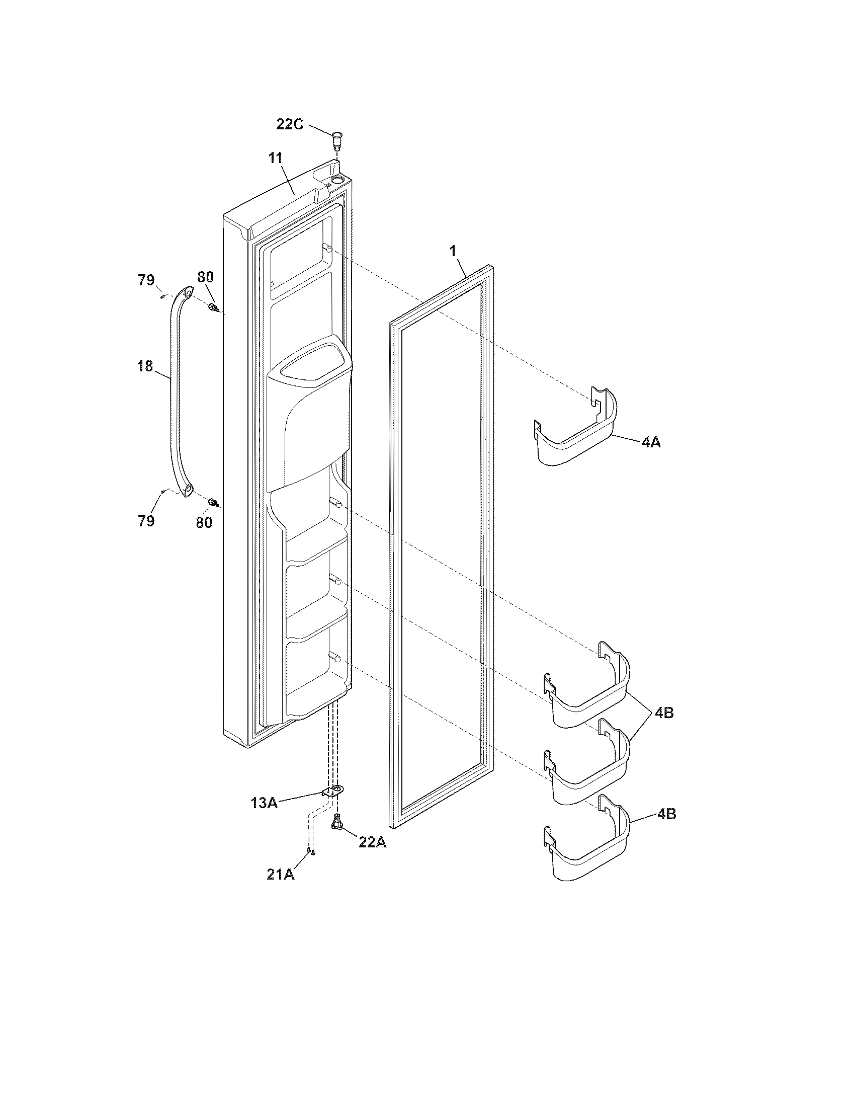 Frigidaire LGUS2646LP0 freezer door diagram