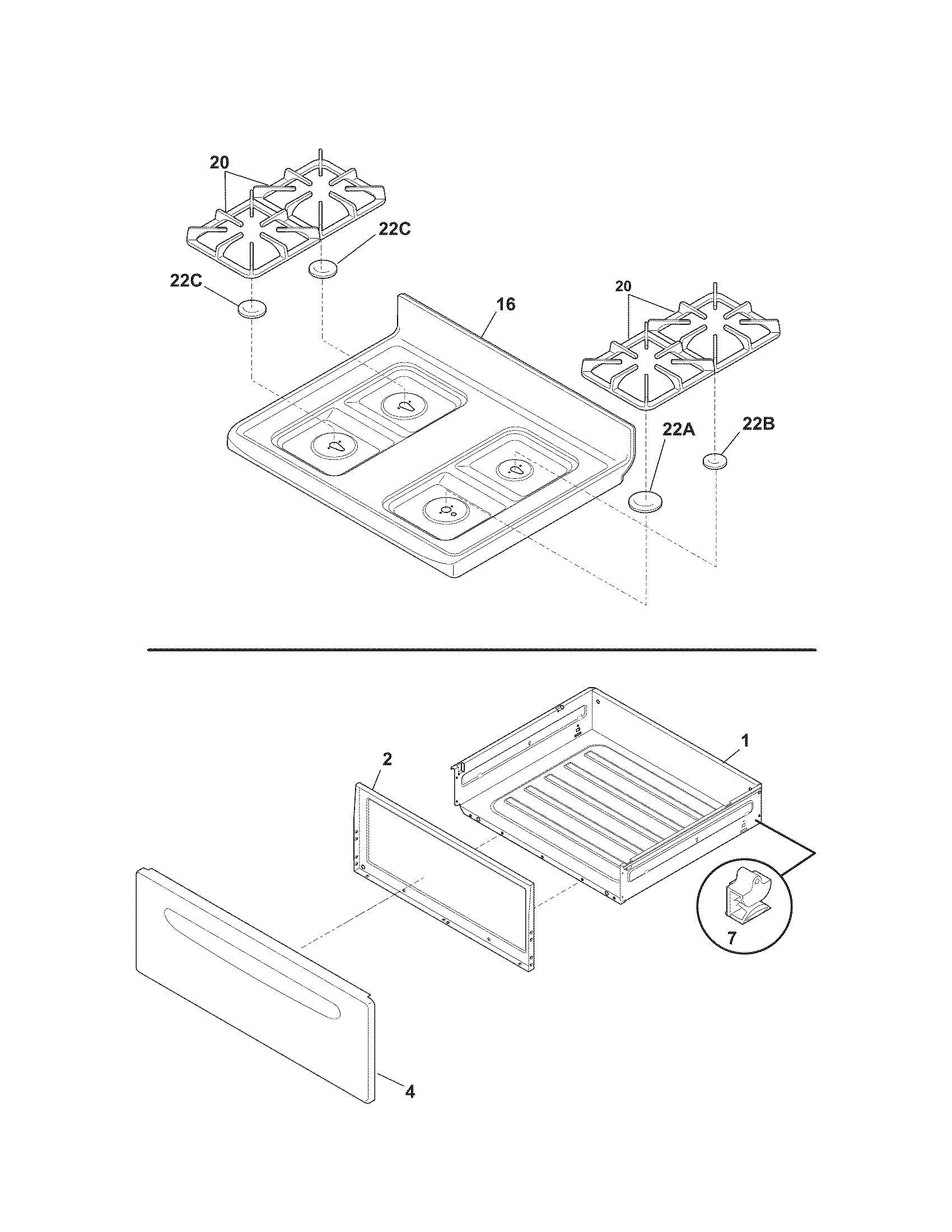Kenmore 79072509011 top/drawer diagram
