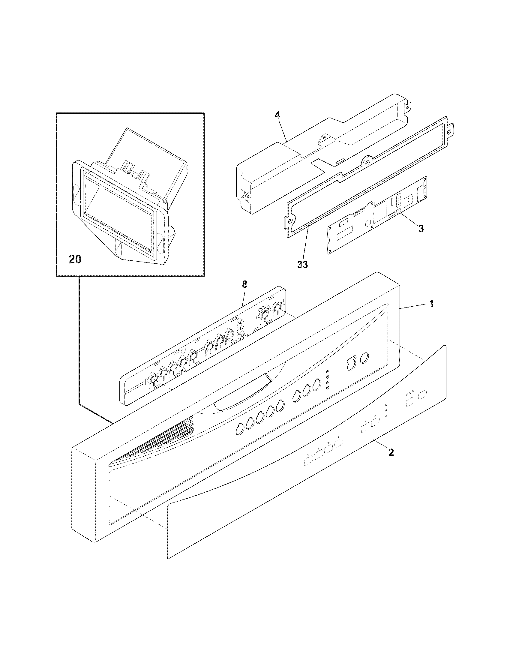Frigidaire FFBD2407LQ0B control panel diagram