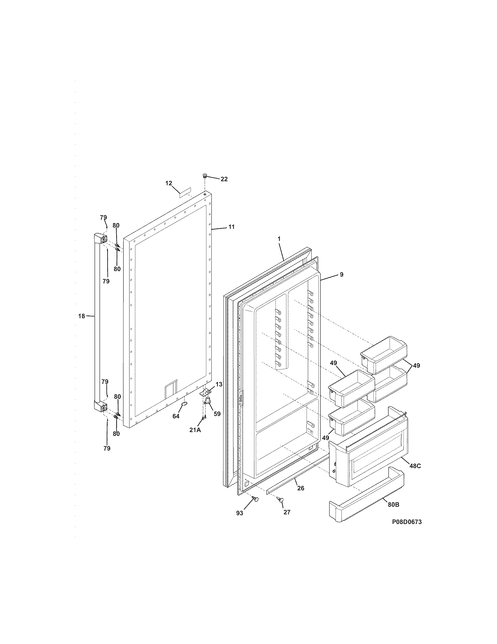Electrolux E32AF75JPS0 door diagram