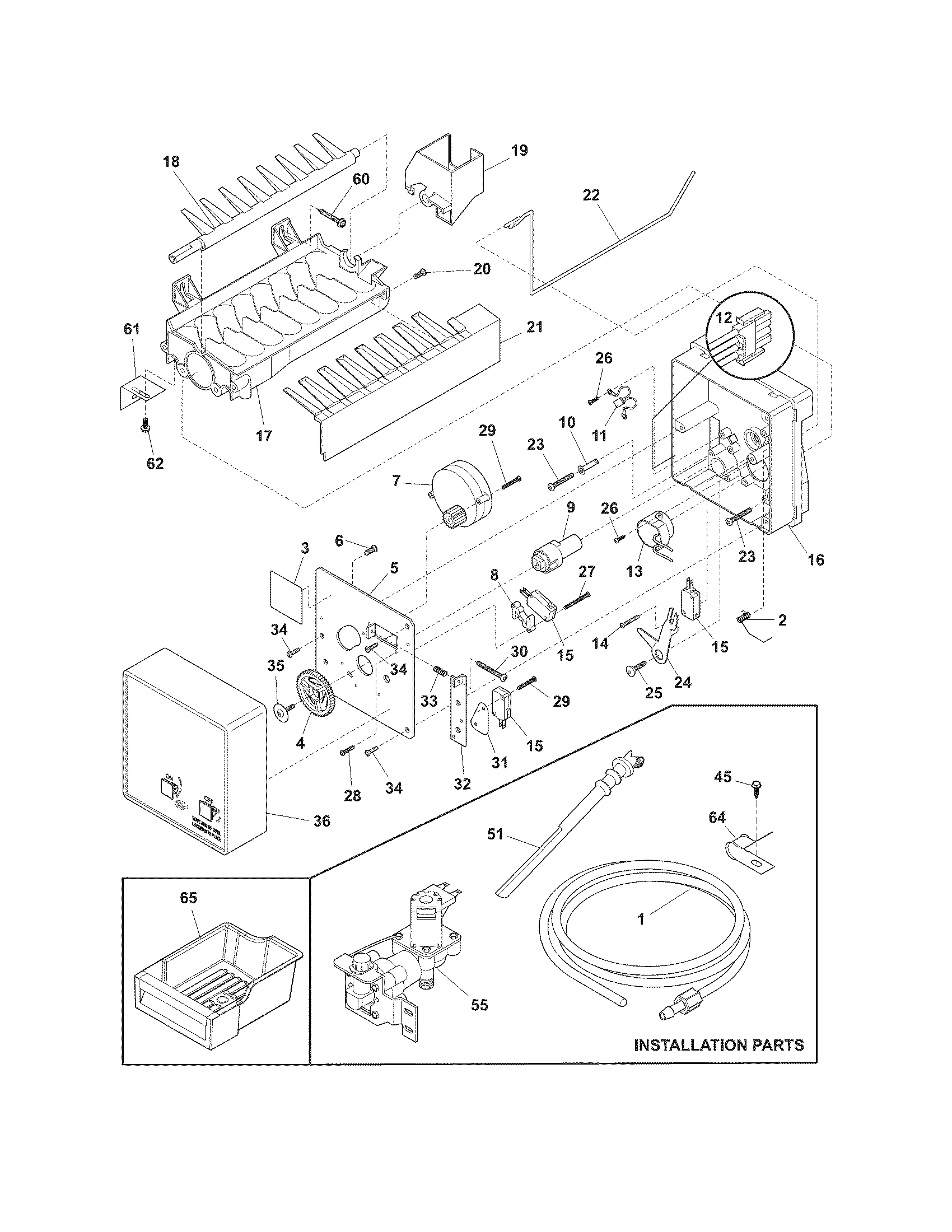 Electrolux E32AF75JPS0 ice maker diagram