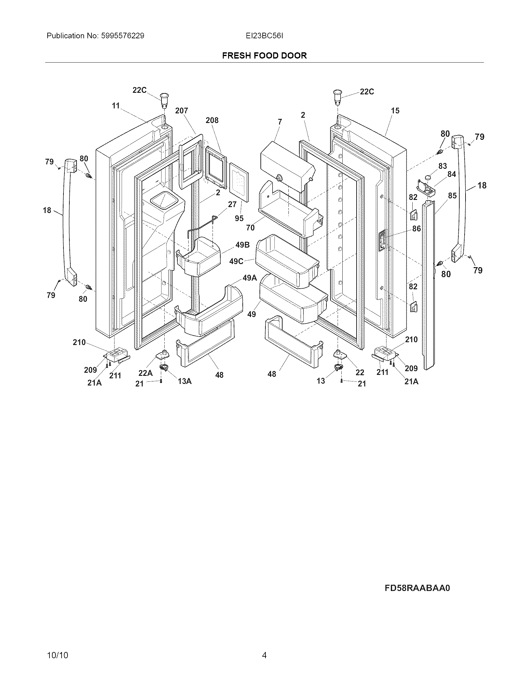 Electrolux EI23BC56IB4 fresh food door diagram