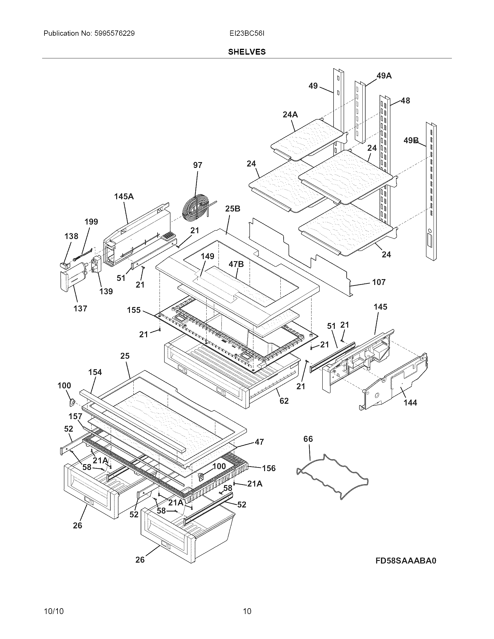 Electrolux EI23BC56IB4 shelves diagram