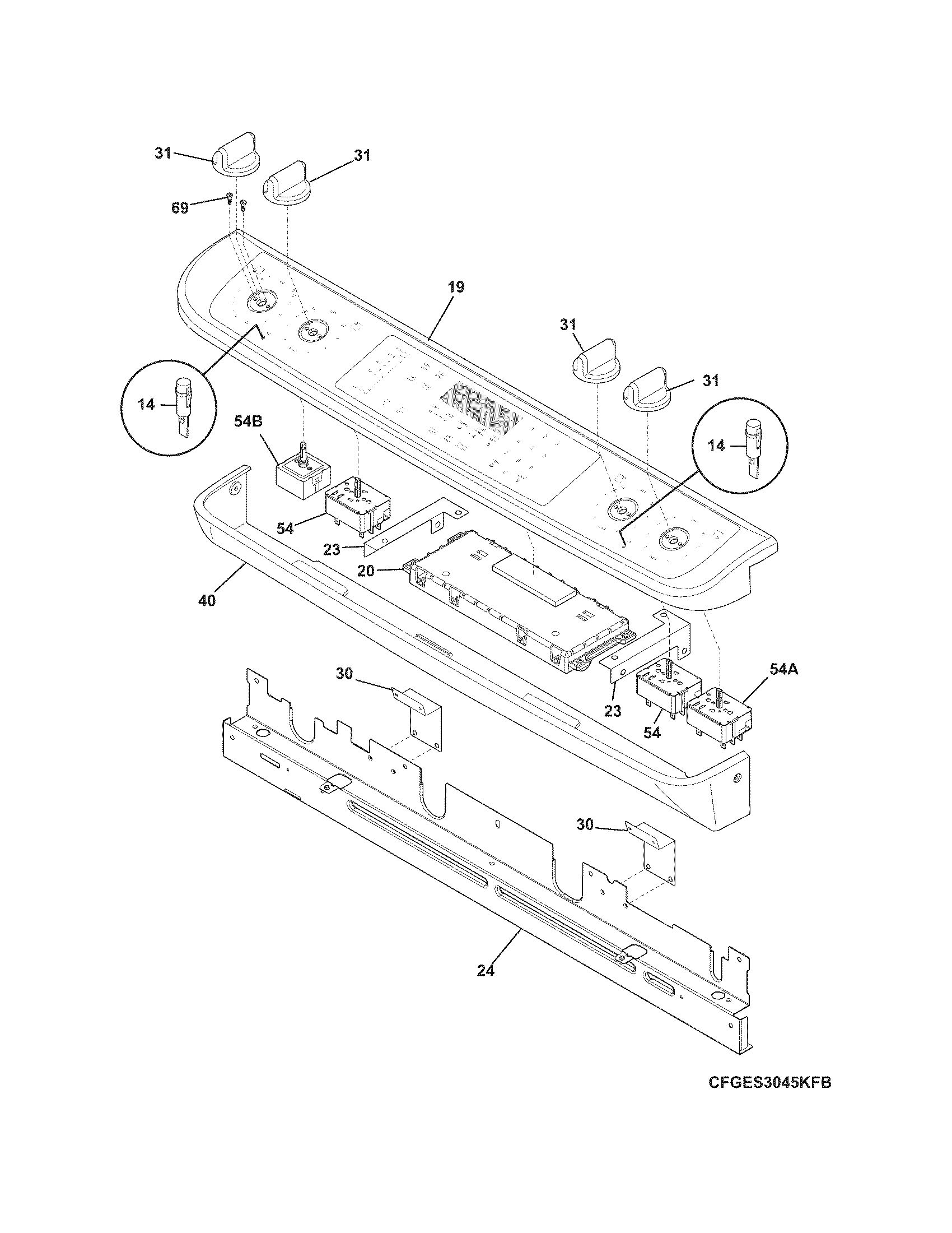 Frigidaire FGES3045KFB backguard diagram