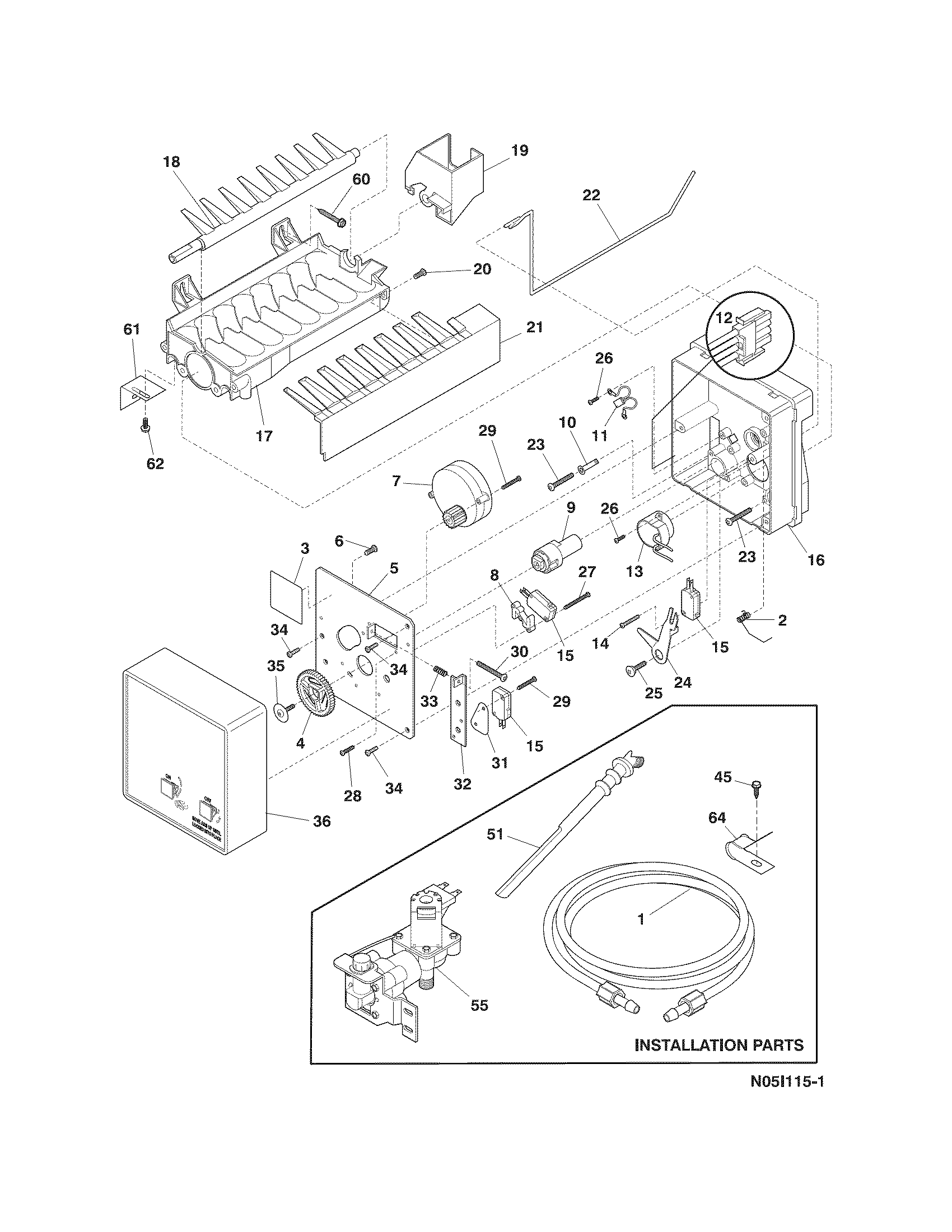 Frigidaire LGUI1849LF1 ice maker diagram