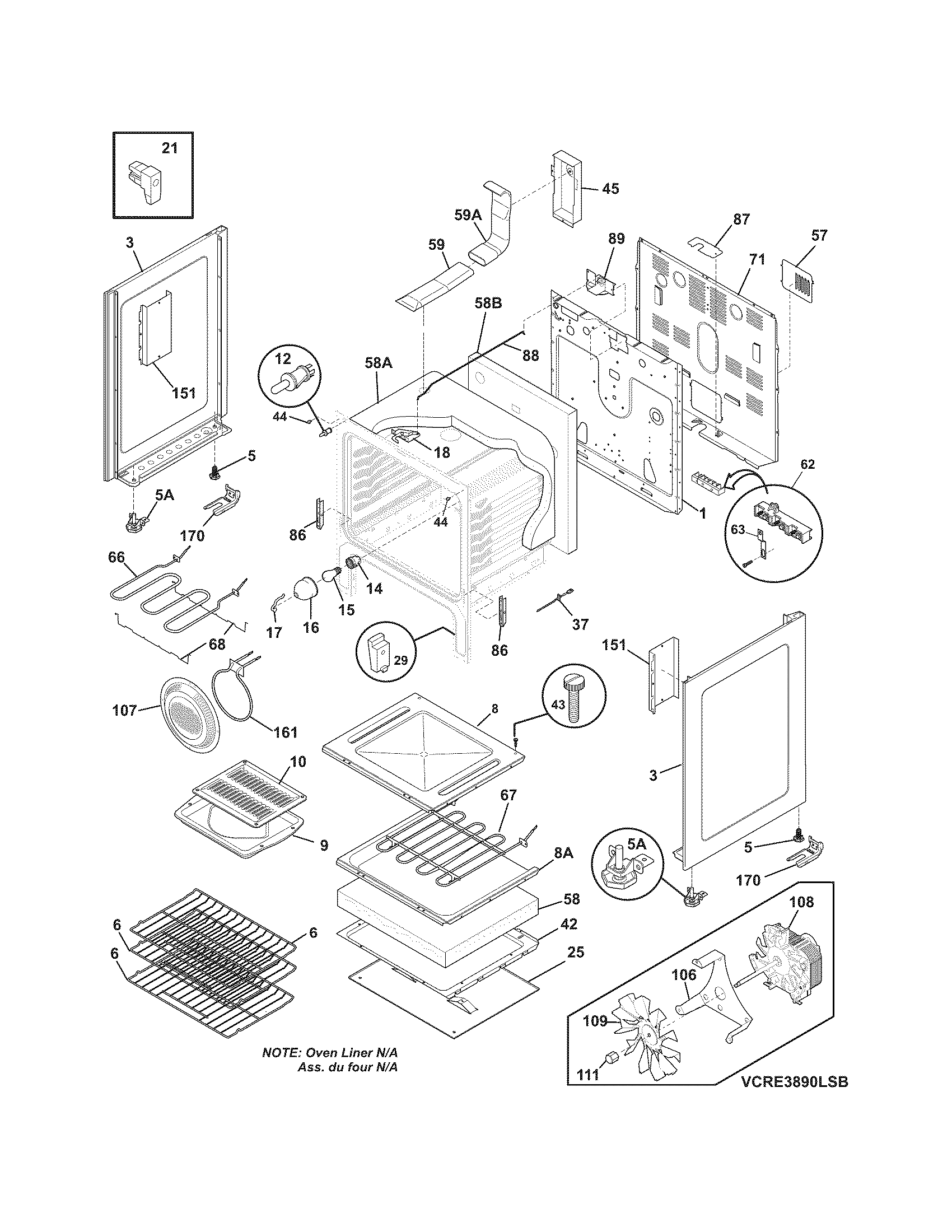 Crosley CRE3890LSB body diagram