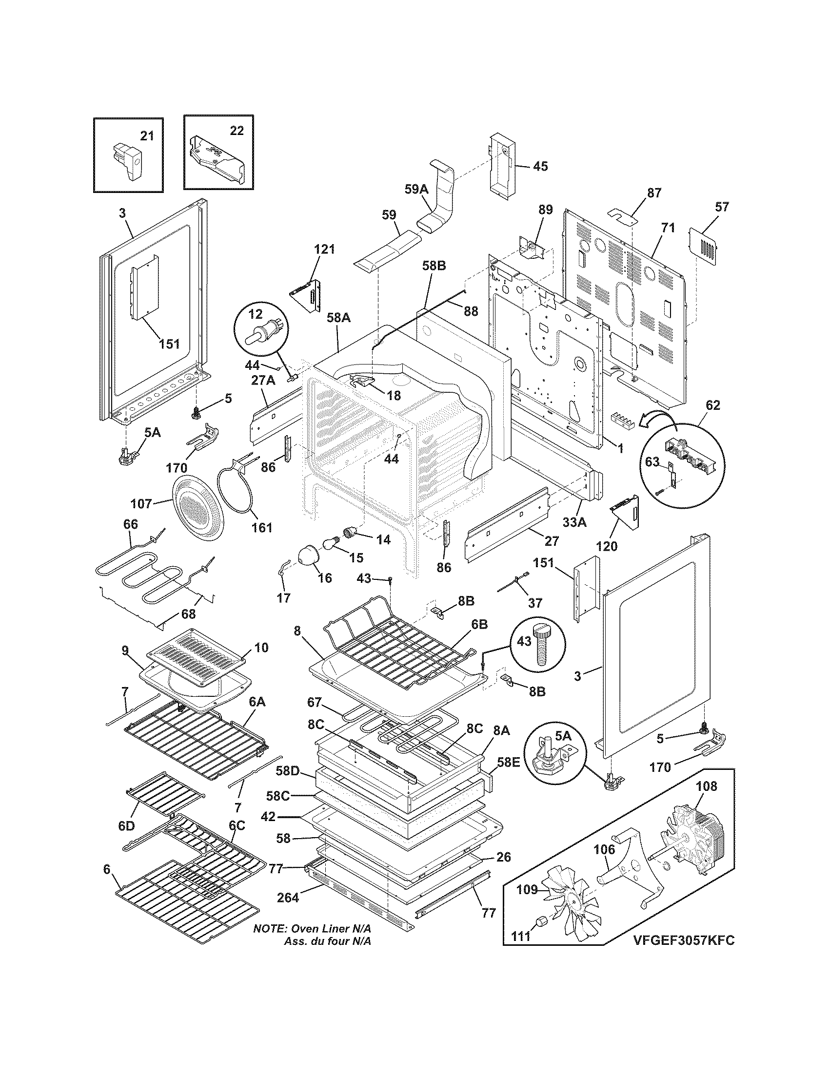 Frigidaire FGEF3057KFC body diagram