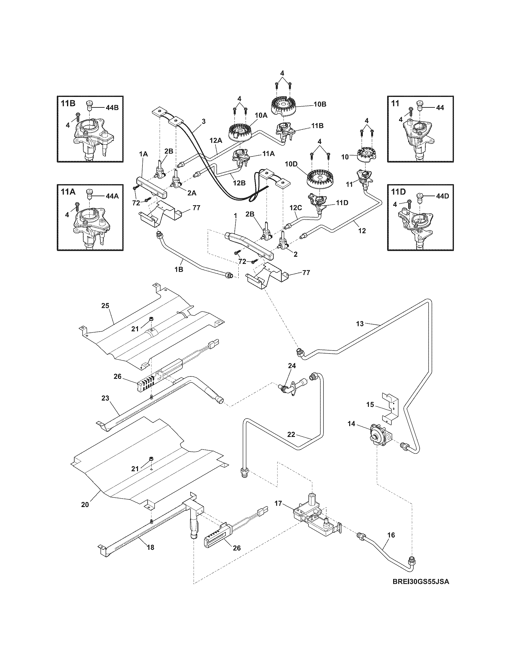 Electrolux EI30GS5CJSA burner diagram