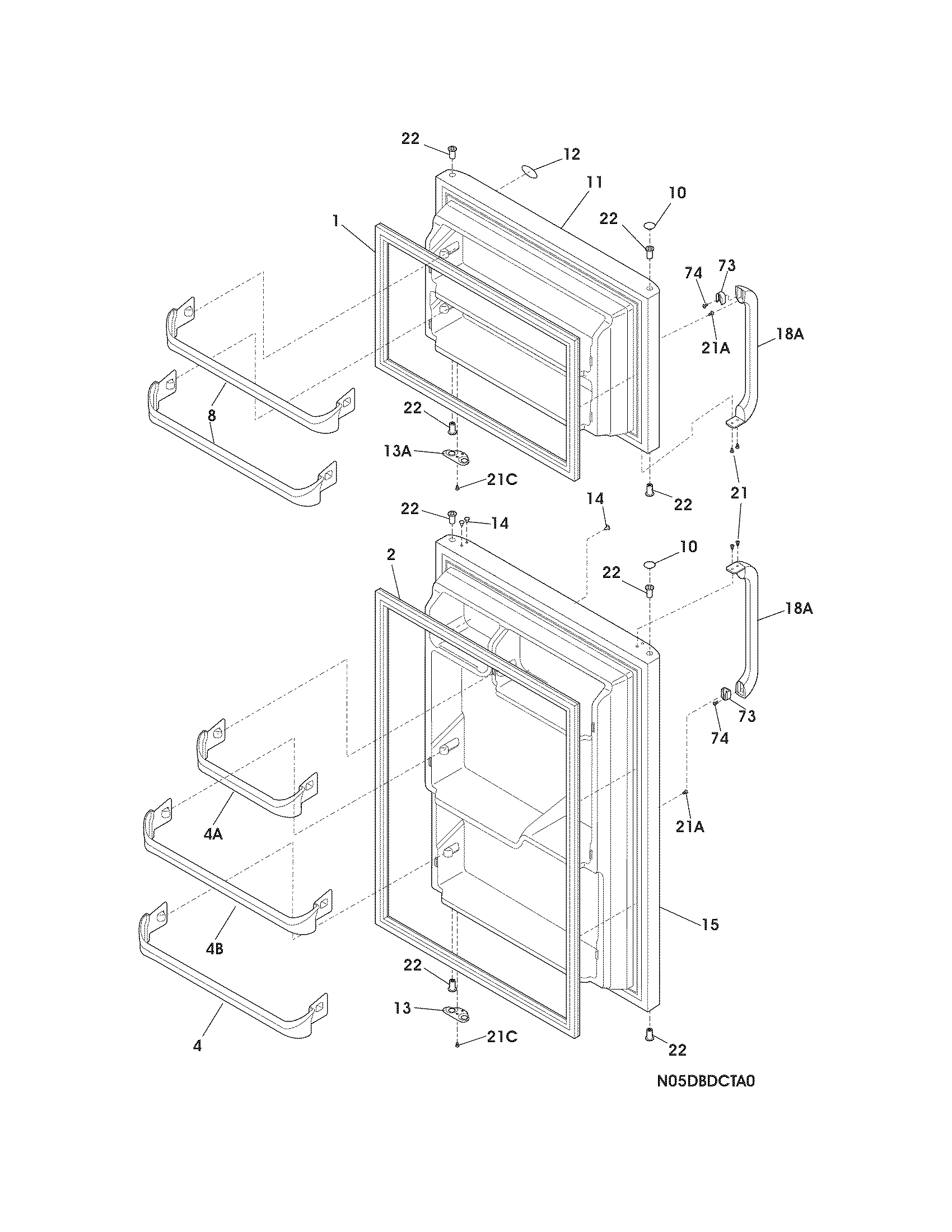 Frigidaire LFHT1513LB4 door diagram