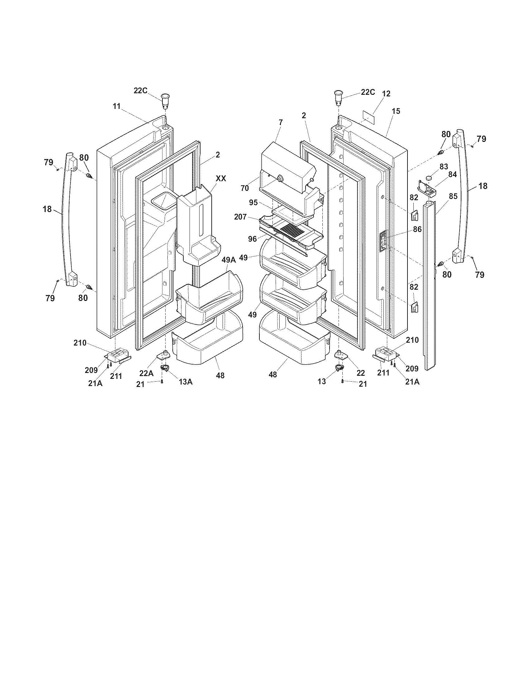 Frigidaire FPHB2899LF3 fresh food door diagram