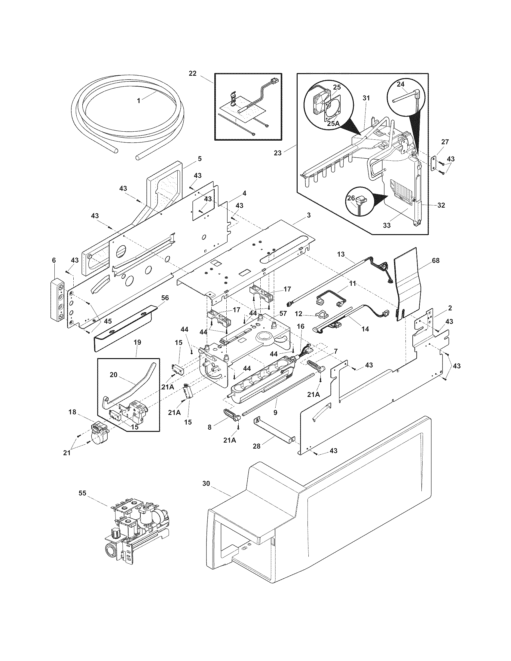 Frigidaire FPHB2899LF3 ice maker diagram