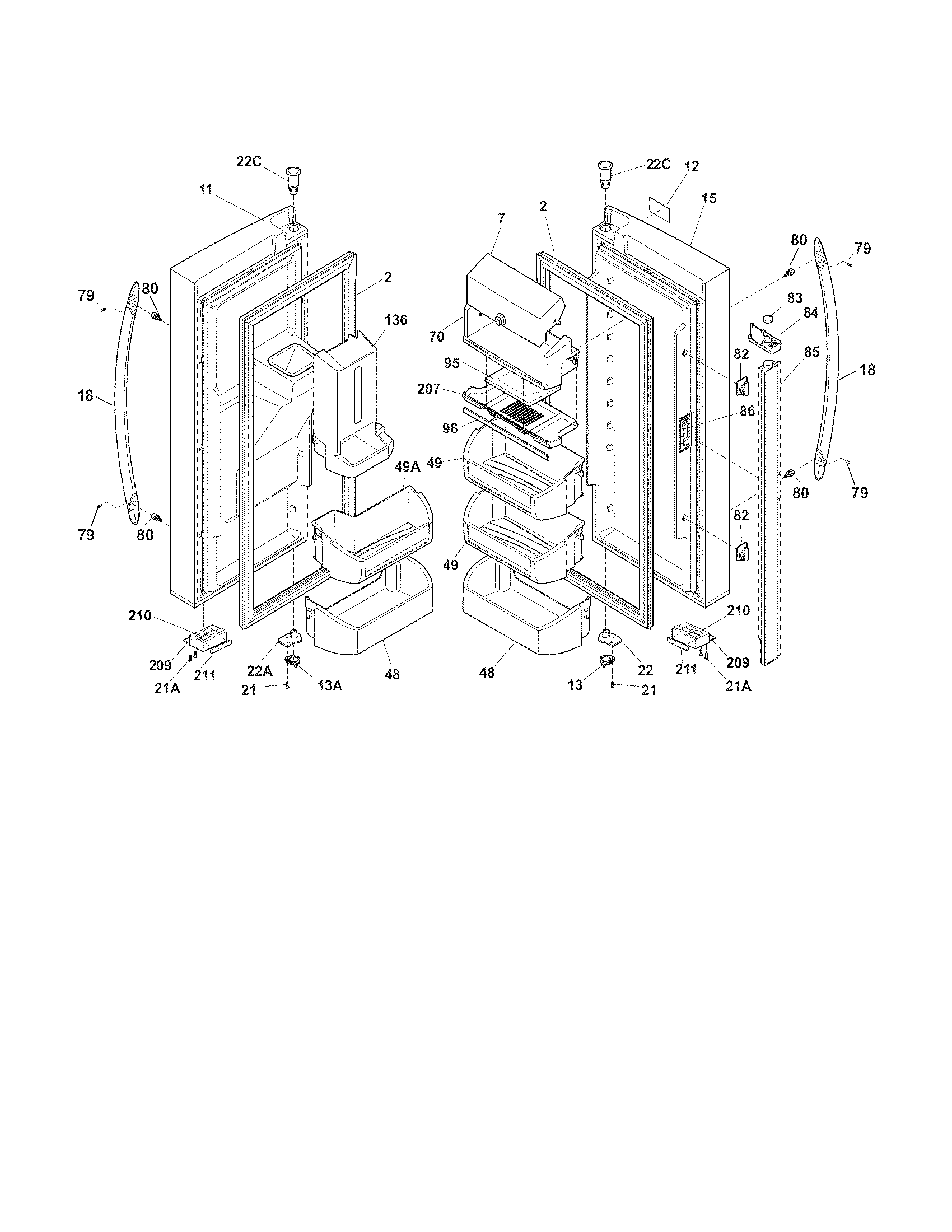 Frigidaire FGHB2869LF2 fresh food door diagram