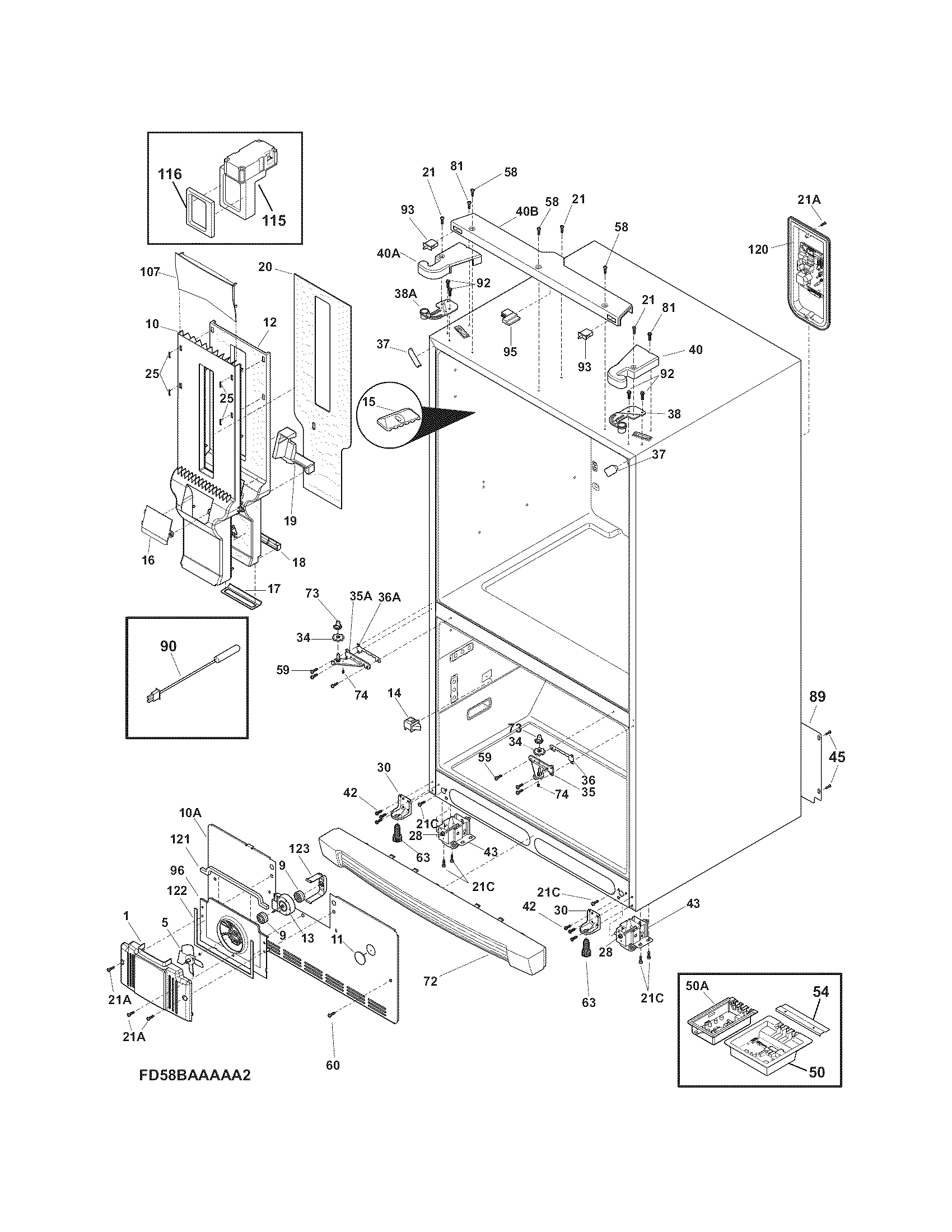 Electrolux EW23BC71IW6 cabinet diagram