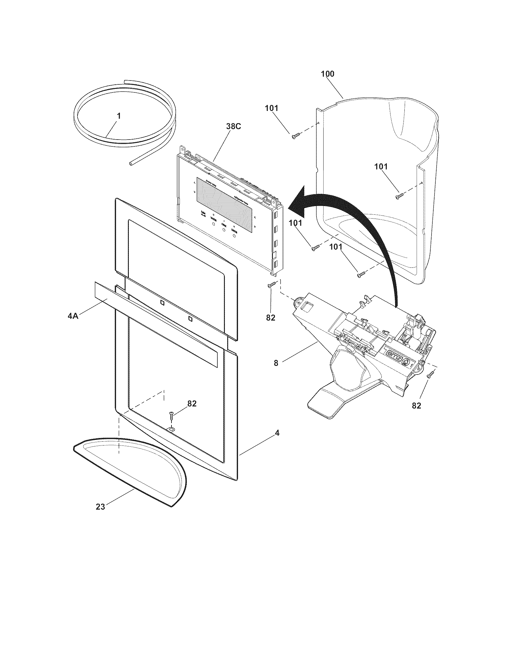Frigidaire DGUS2635LE0 ice & water dispenser diagram