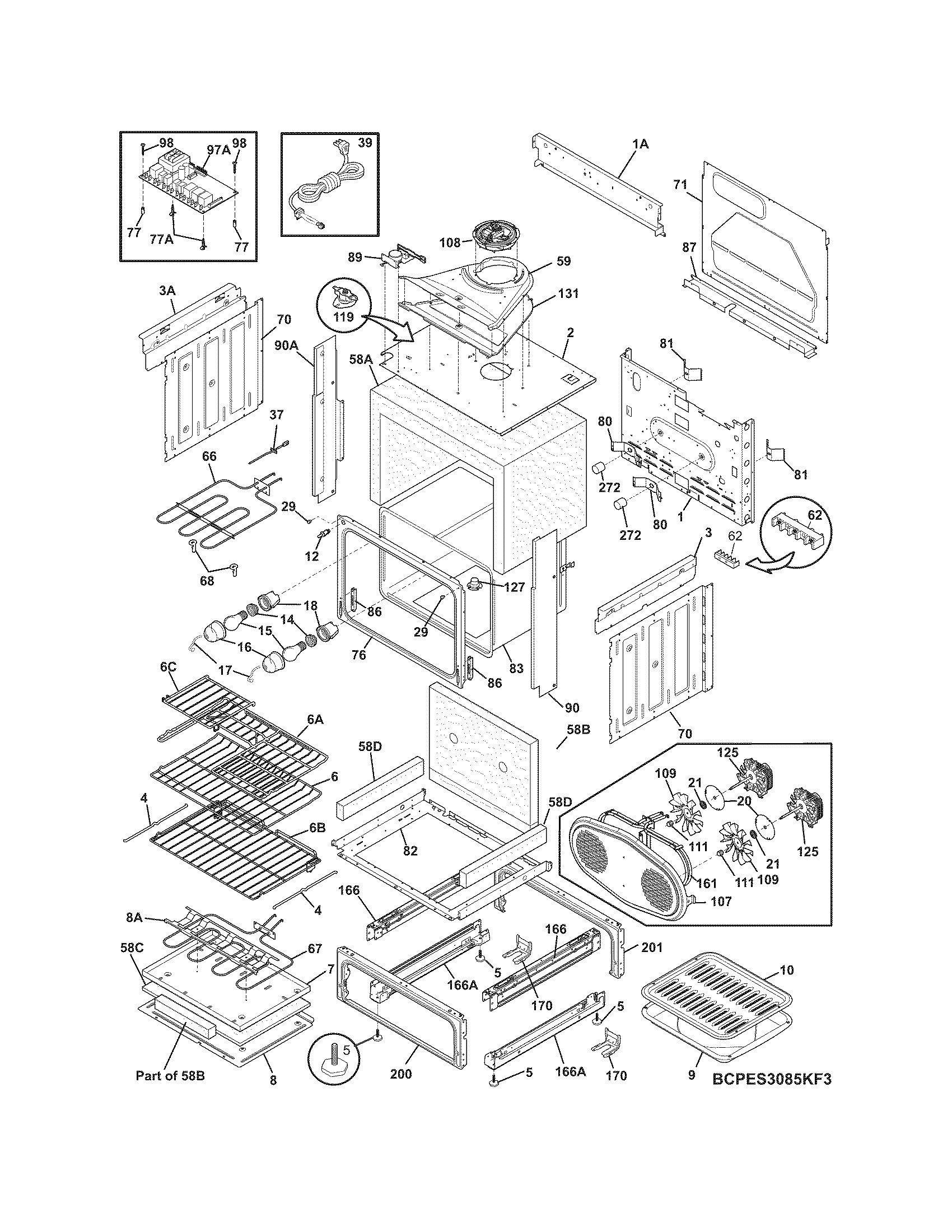 Frigidaire CPES3085KF3 body diagram