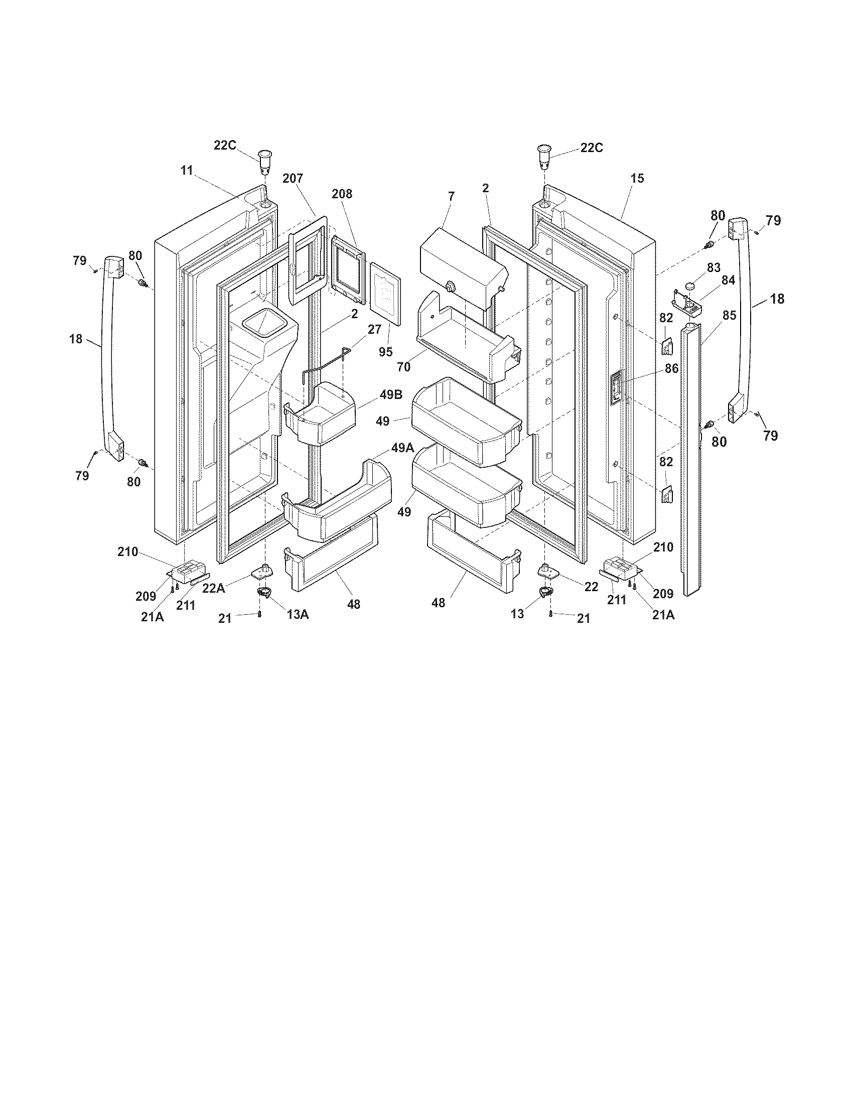 Electrolux EI28BS56IS6 fresh food door diagram