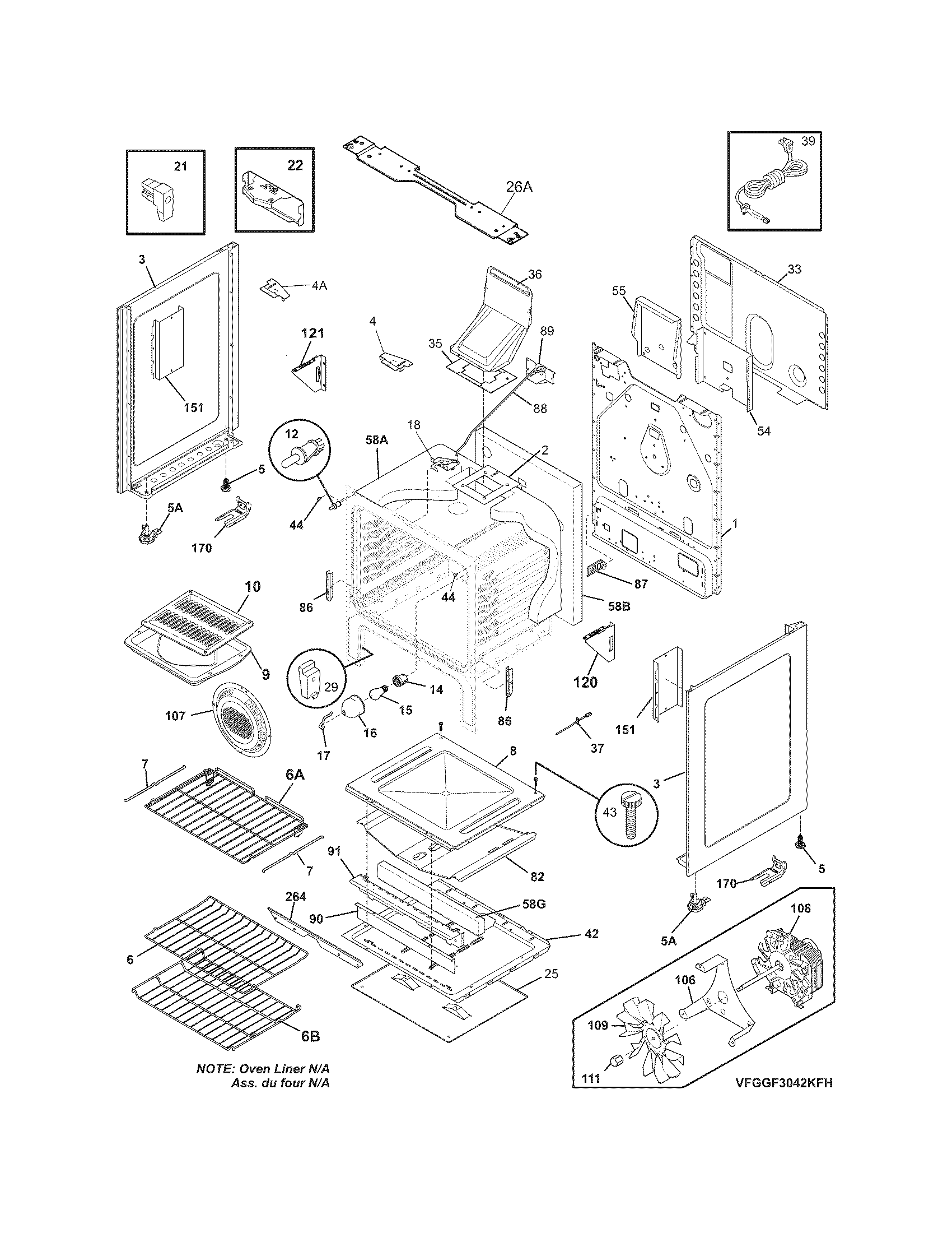 Frigidaire DGGF3032KWH body diagram