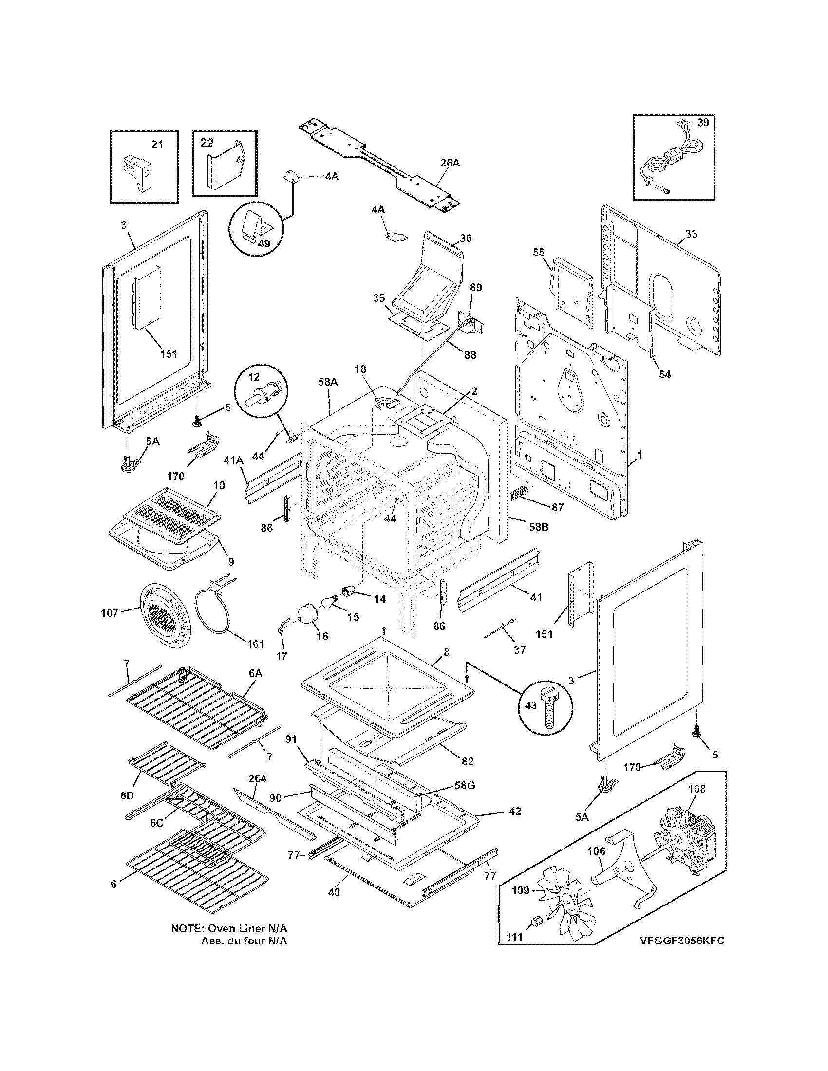 Frigidaire FPGF3081KFJ body diagram