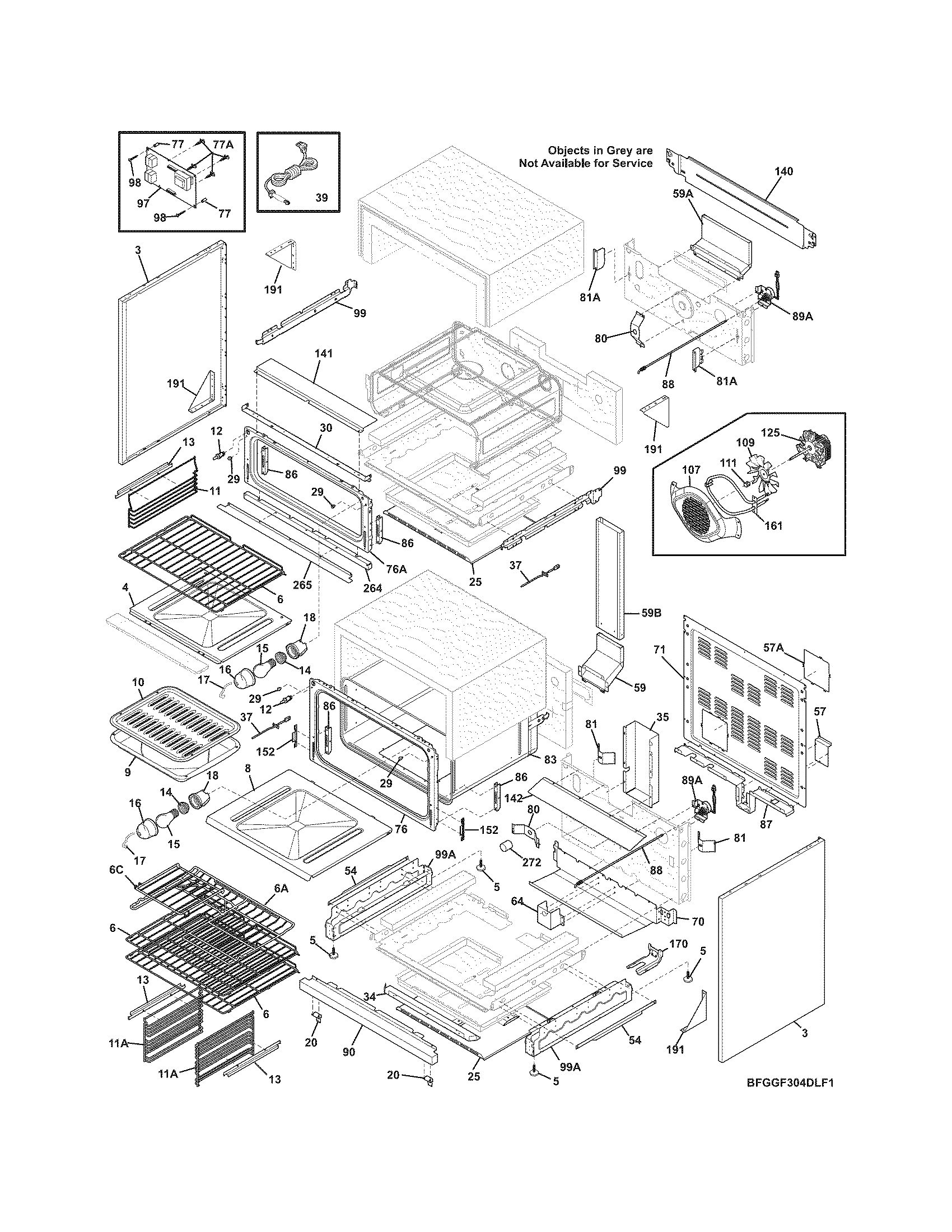 Frigidaire FGGF304DLF1 body diagram