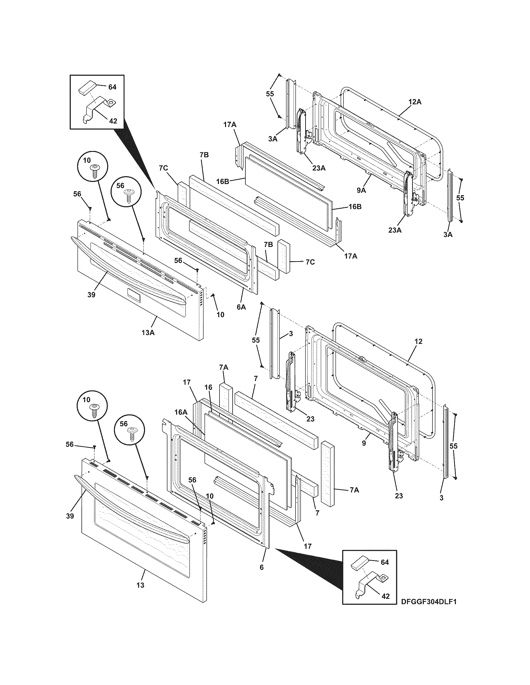 Frigidaire FGGF304DLF1 doors diagram