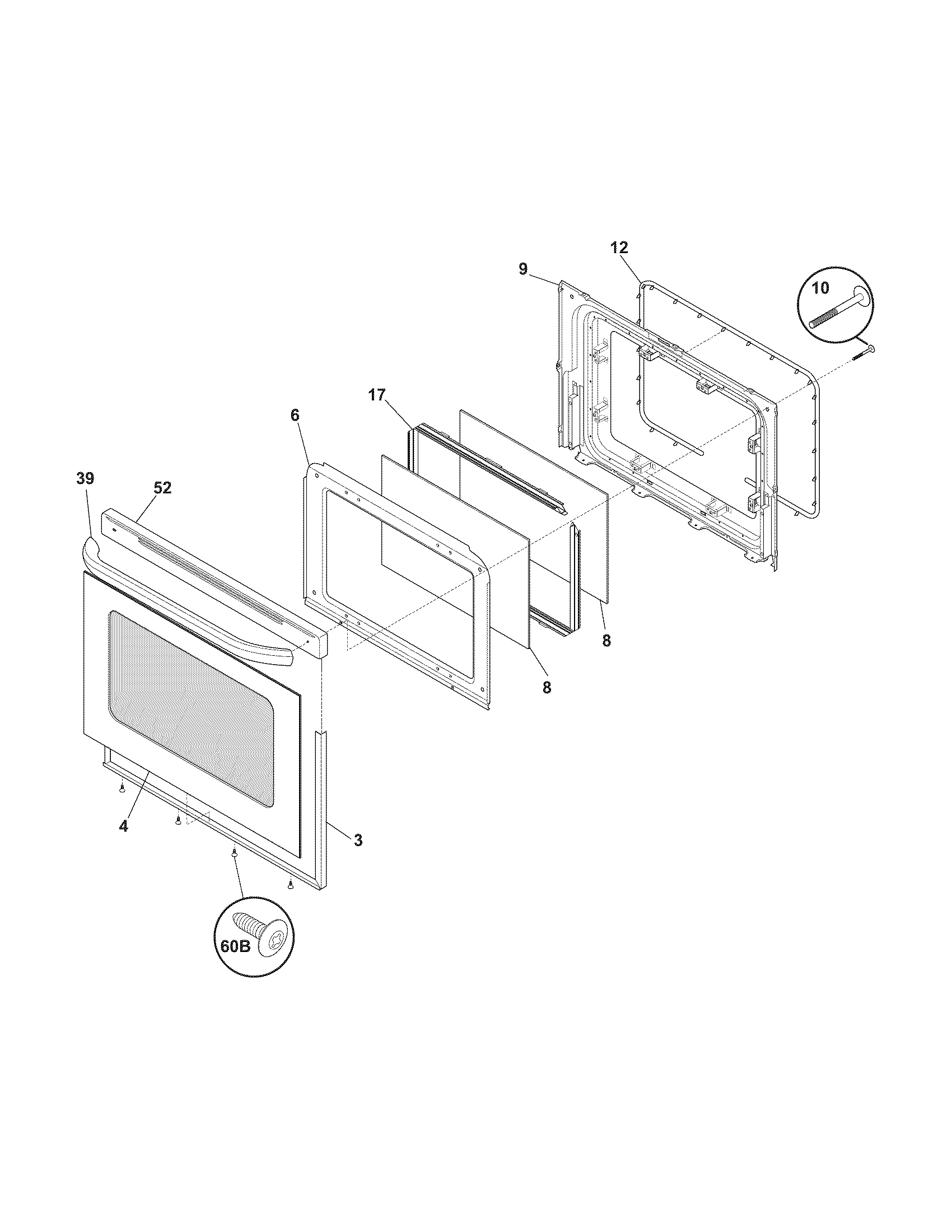Frigidaire FFEF3012LSD door diagram