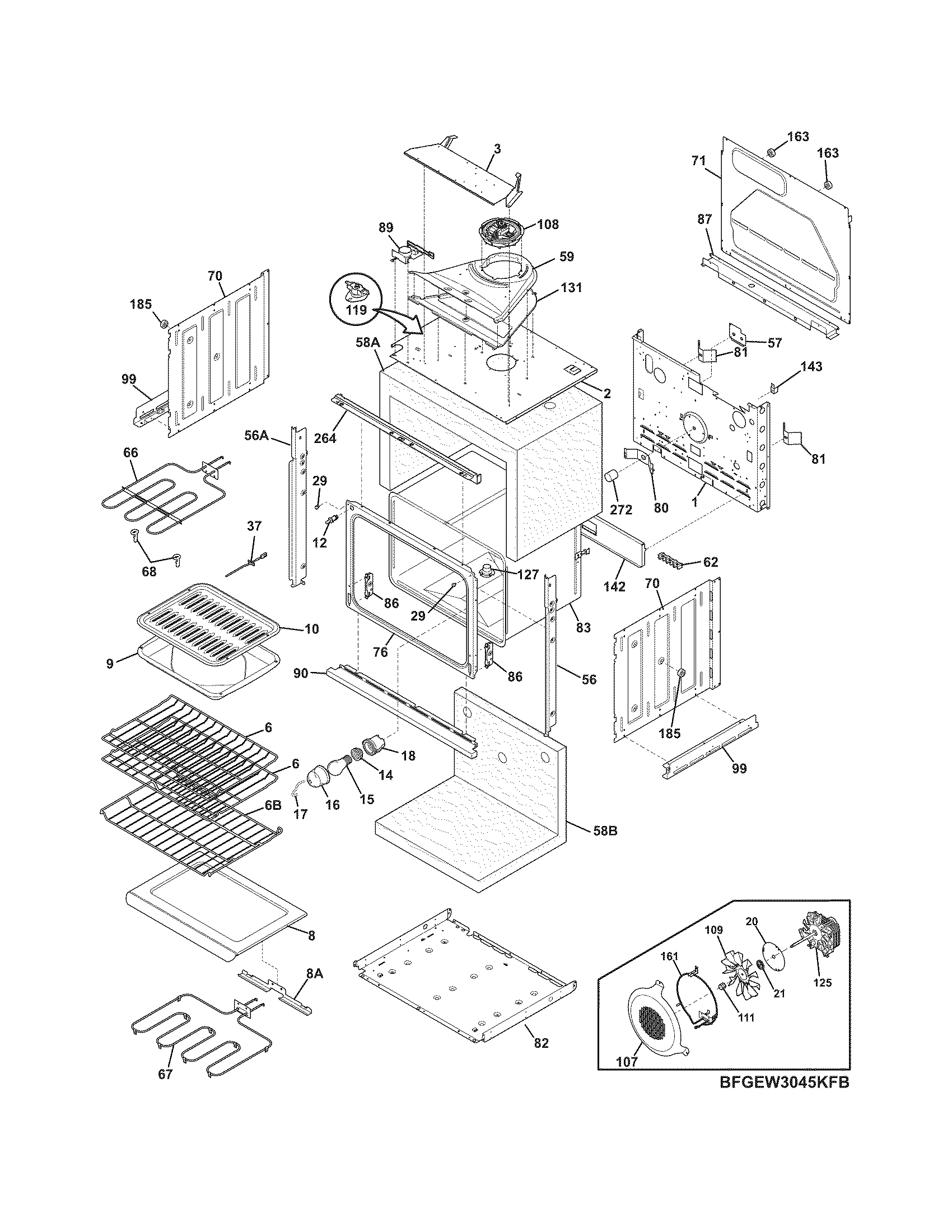 Frigidaire FGEW3045KFB body diagram