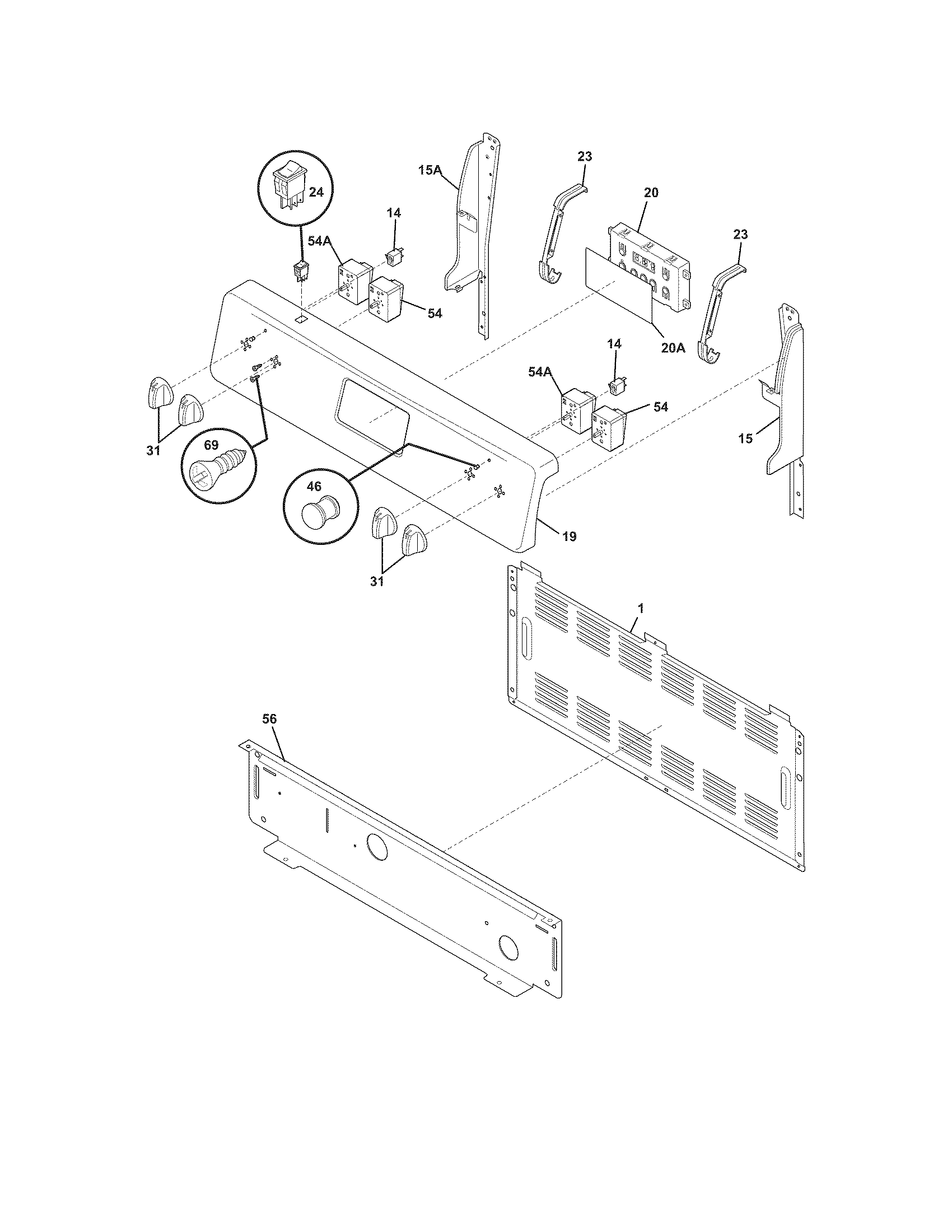 Frigidaire FFEF3011LWB backguard diagram