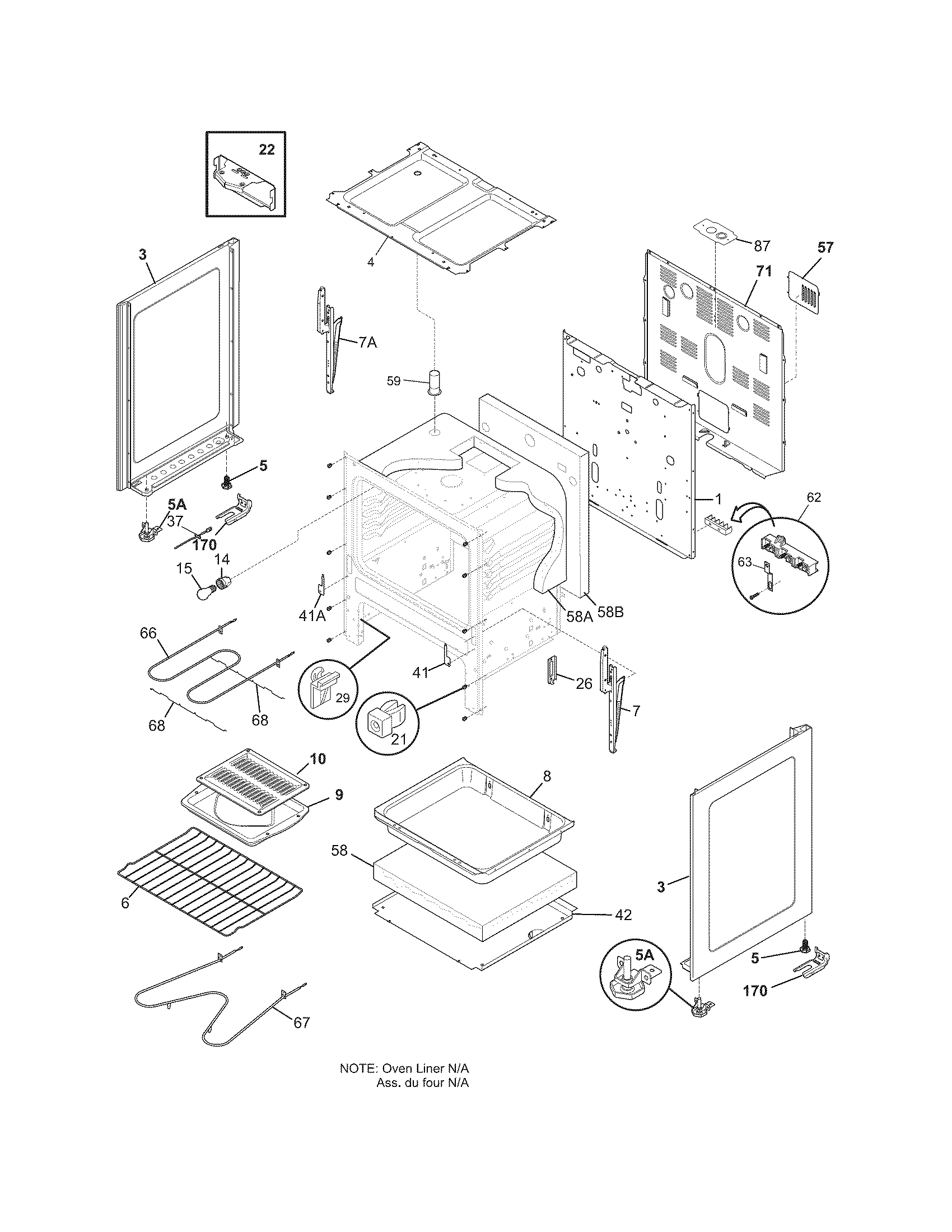 Frigidaire FFEF3011LWB body diagram