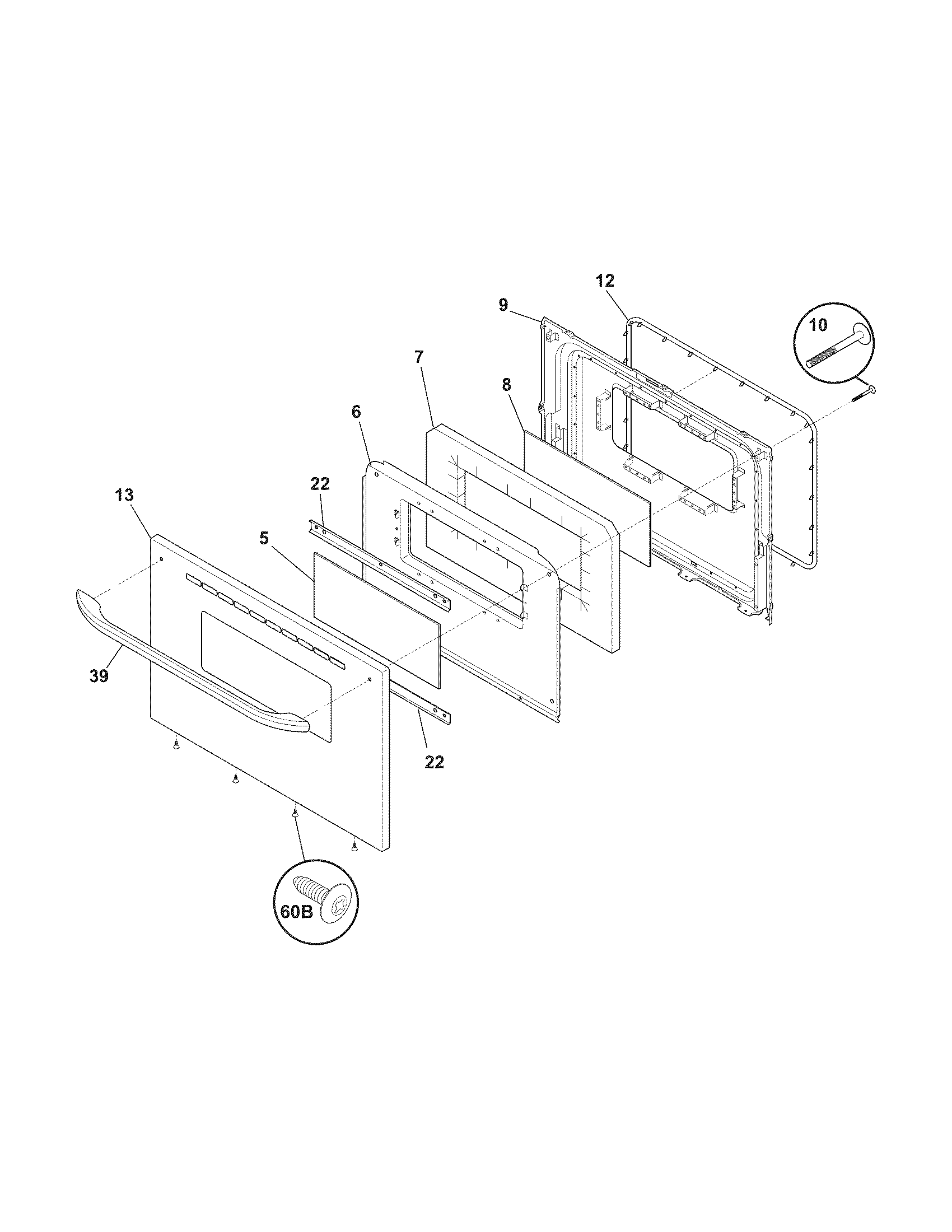 Frigidaire FFEF3011LWB door diagram