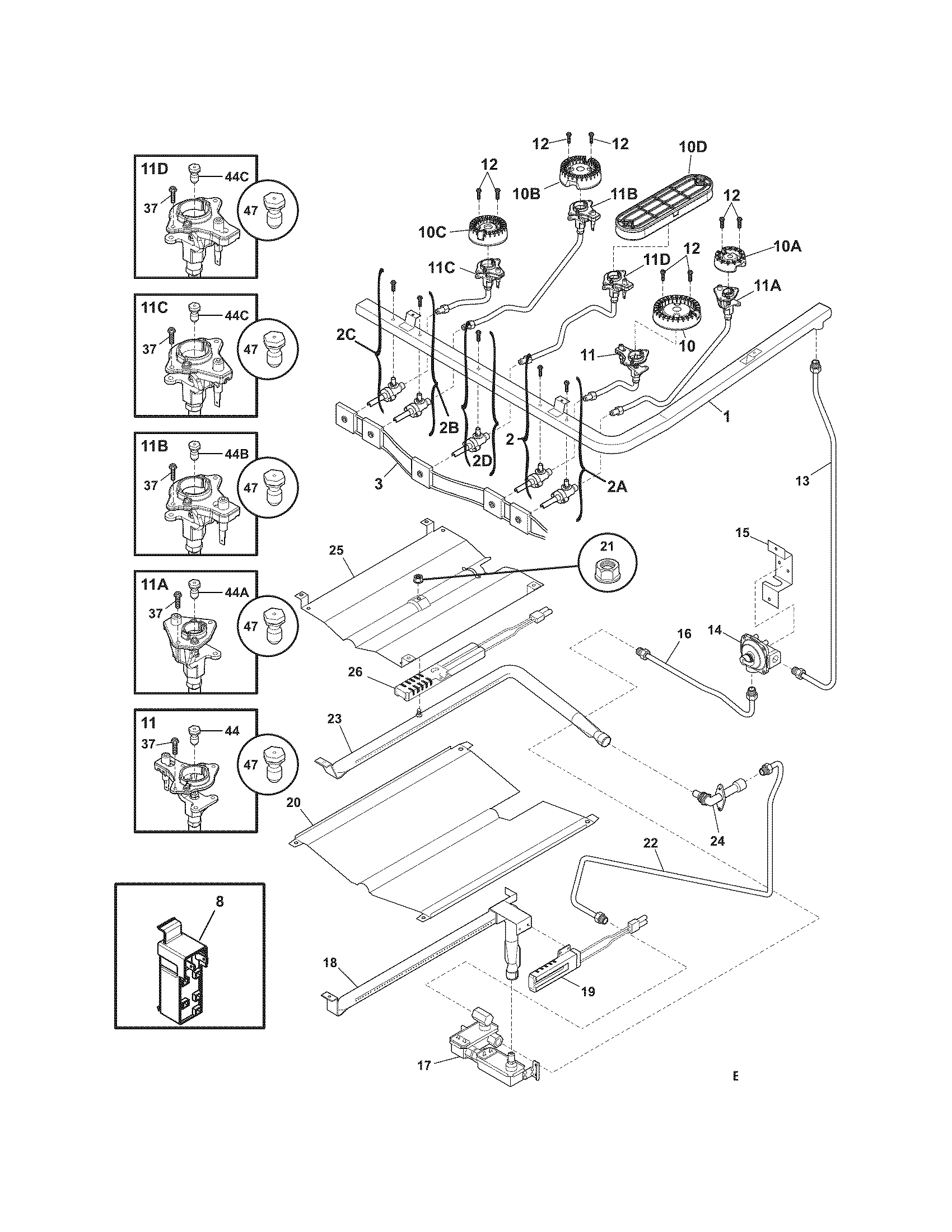 Crosley CRG3490LSC burner diagram