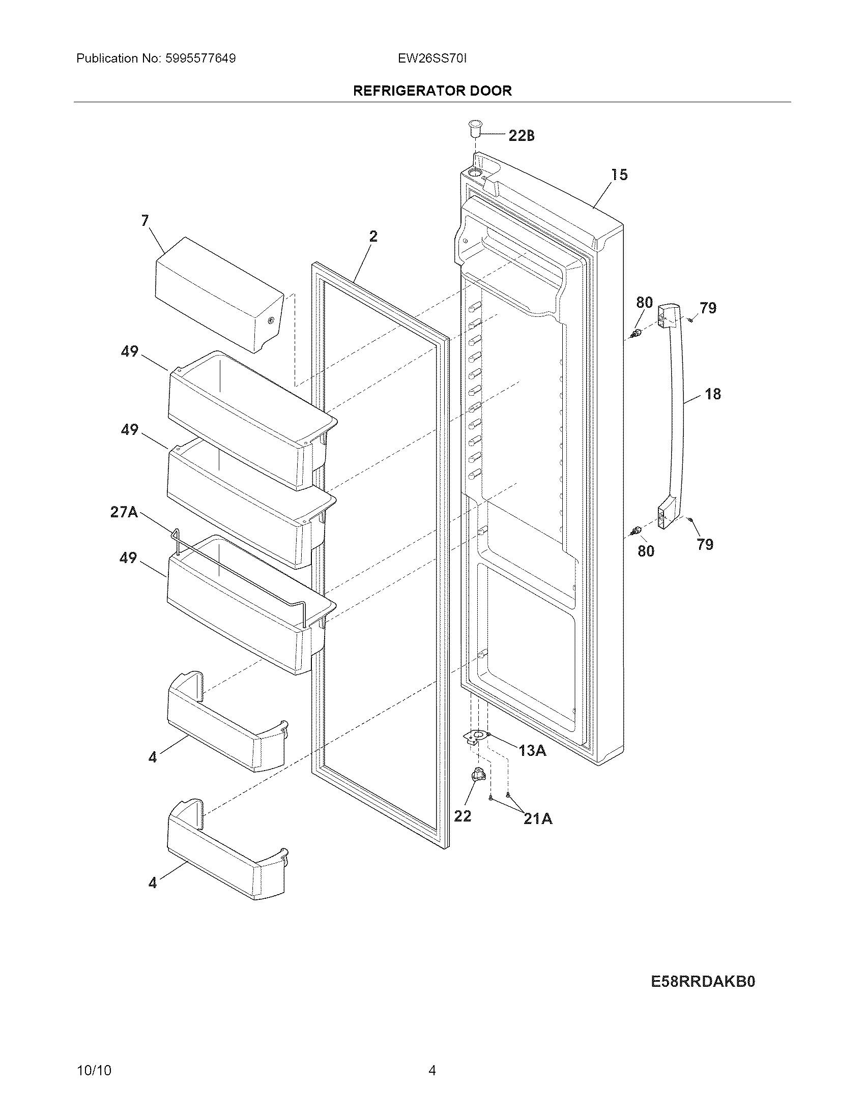 Electrolux EW26SS70IB3 refrigerator door diagram