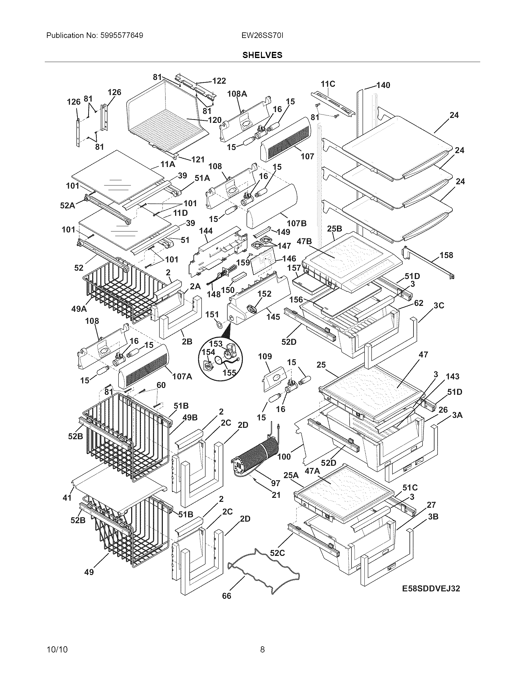 Electrolux EW26SS70IB3 shelves diagram