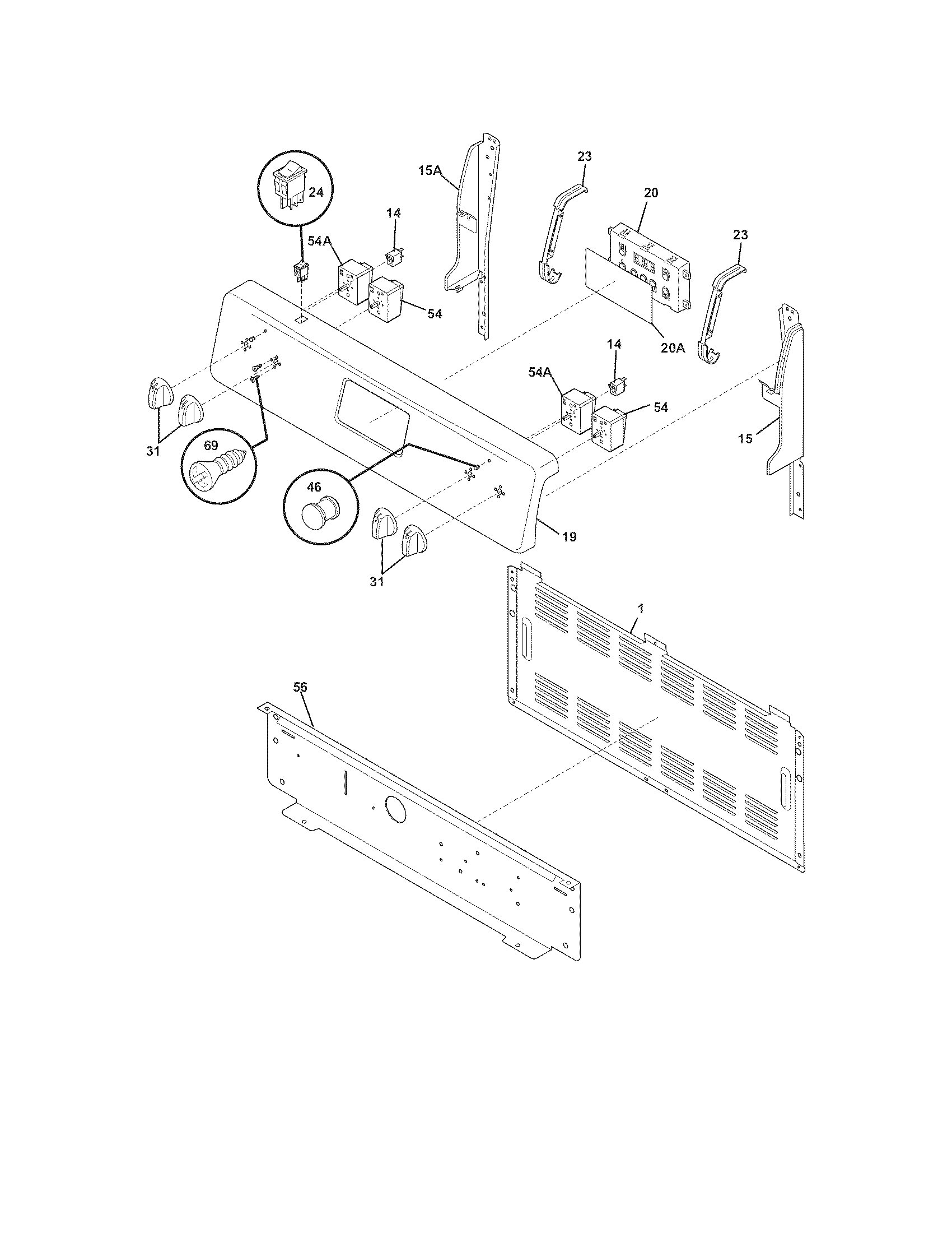 Frigidaire LFEF3011LWB backguard diagram