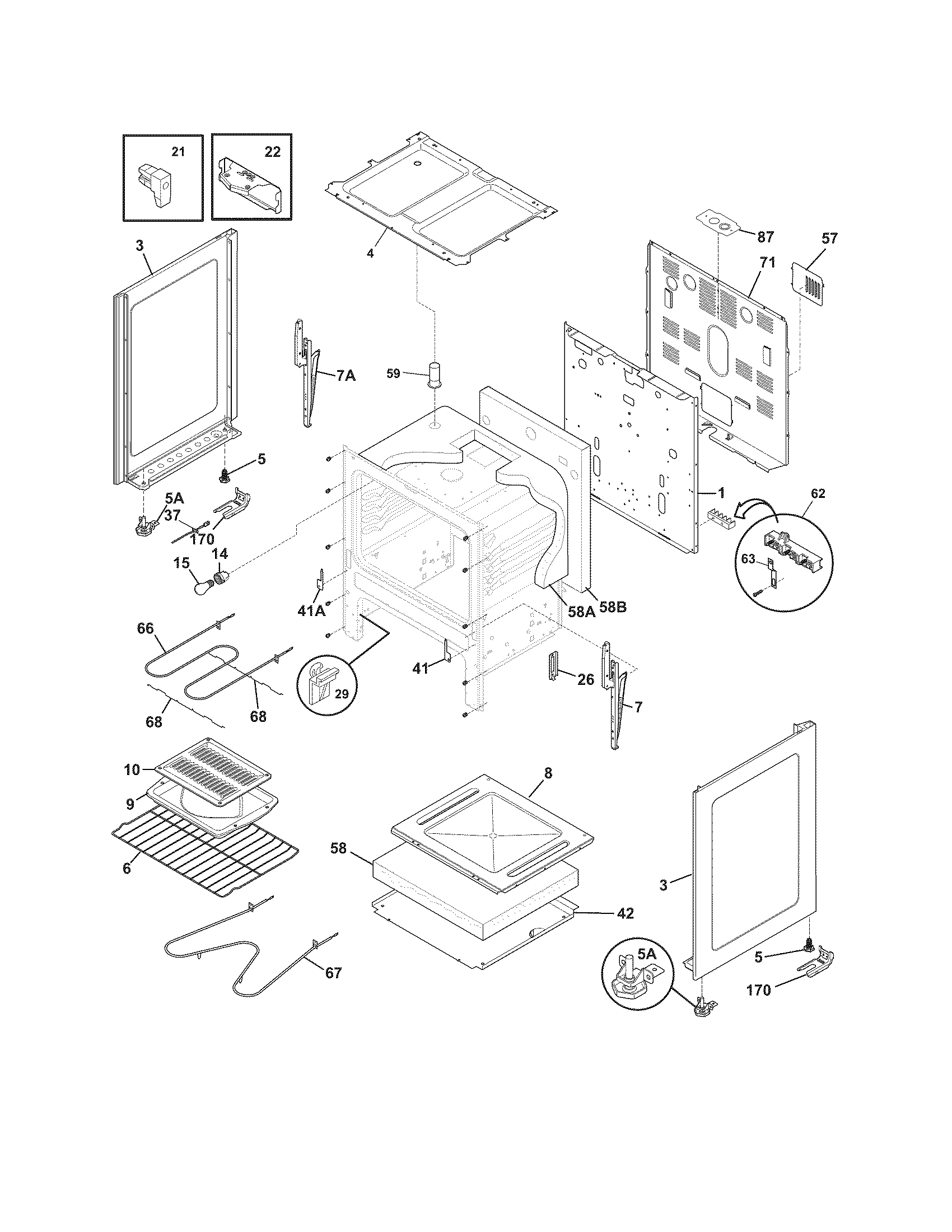 Frigidaire LFEF3011LWB body diagram