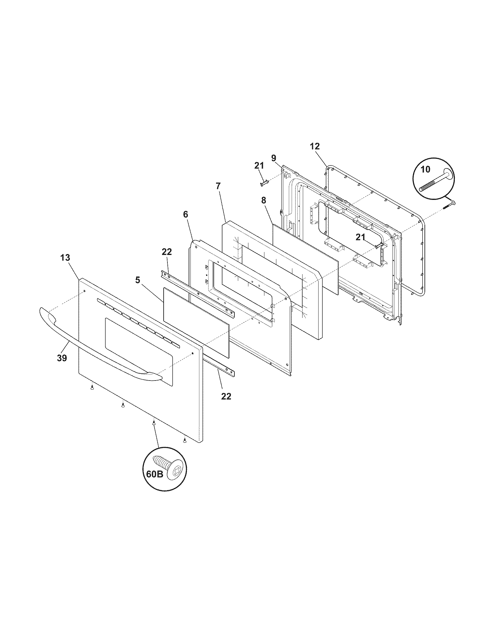 Frigidaire LFEF3011LWB door diagram