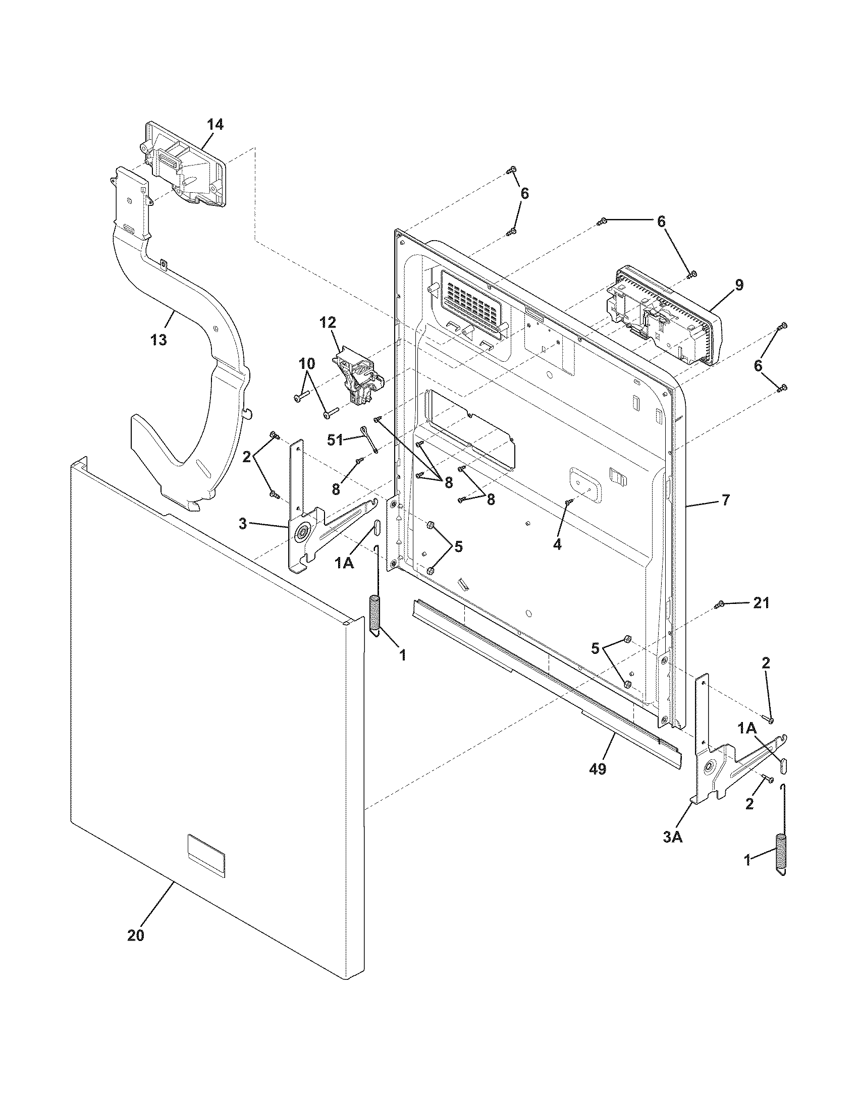 Frigidaire LGBD2431LW0A door diagram
